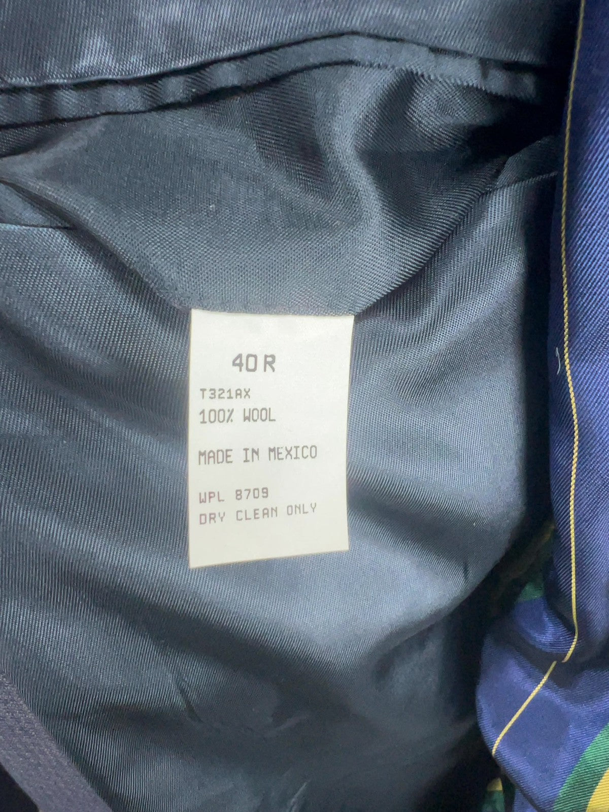 Nautica Navy Check 100% Wool 3 Button Notch Blazer Sport Coat 40R