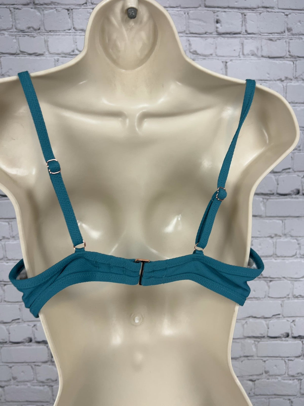 Shade & Shore Teal Textured Wrap Front Lightly Lined Bikini Top Swim Top 34D