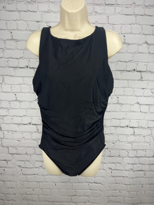Miraclesuit Black Ruched High Neck One Piece Swimsuit Bathing Suit 16DDD