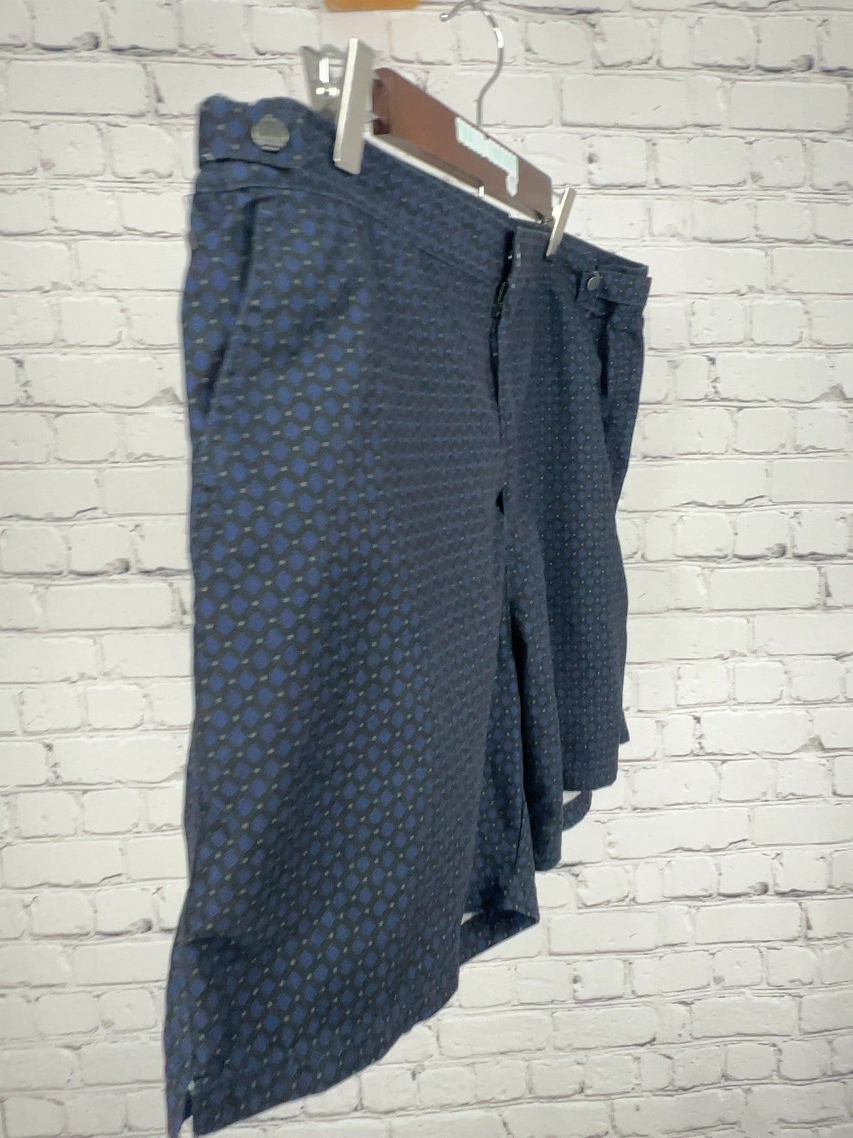 Hugo Boss Navy Geometric Print Side Tab Mesh Lined Swim Trunks L (36X5.5)