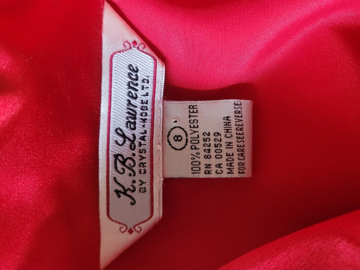 KB Lawrence Crystal Rose Vintage Red Padded Button Up Shirt Long Sleeve Size 8