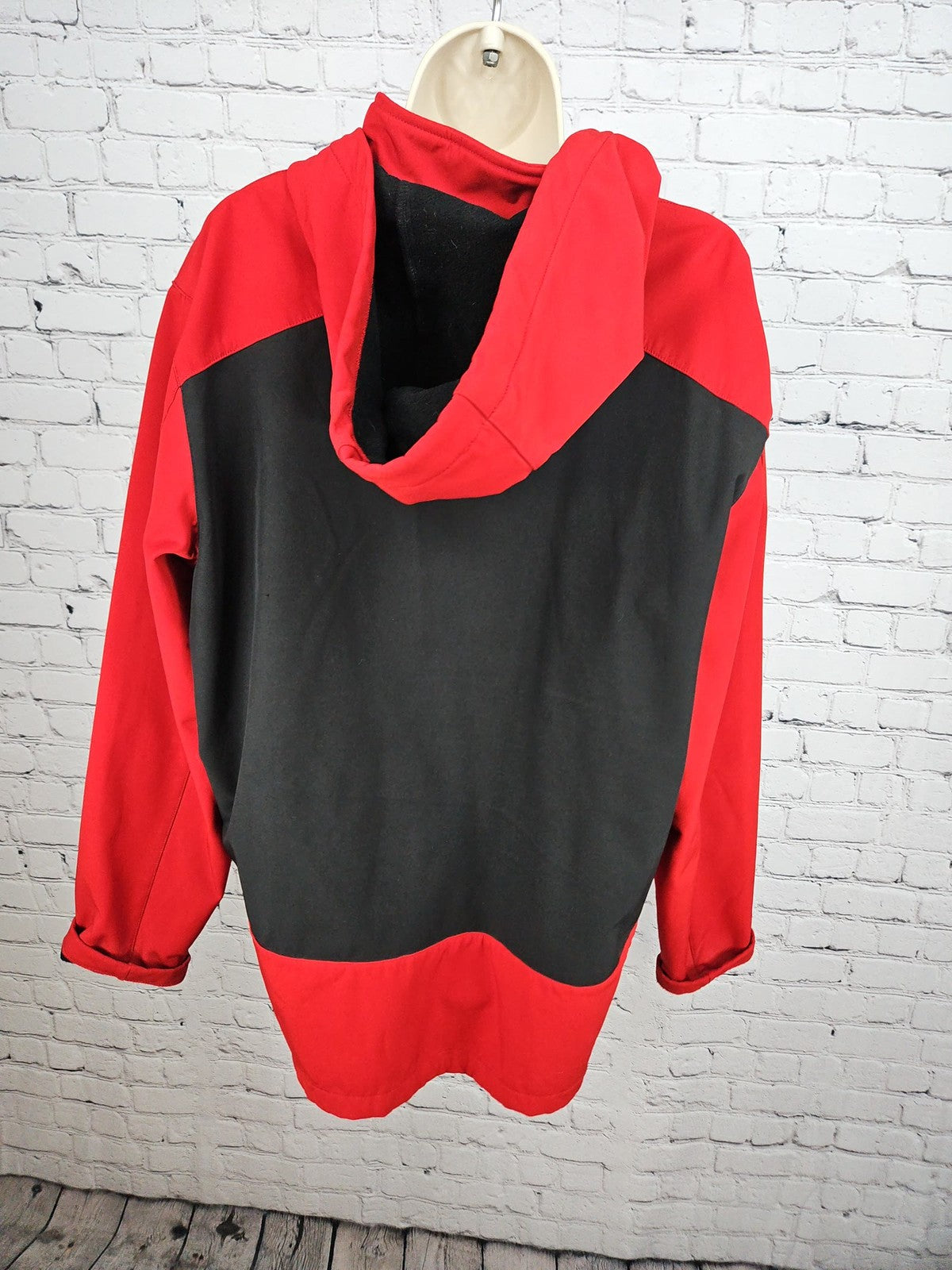 Ukrop's Threads H-E-B Red Black Fleece Lined Hooded Softshell Jacket 2X
