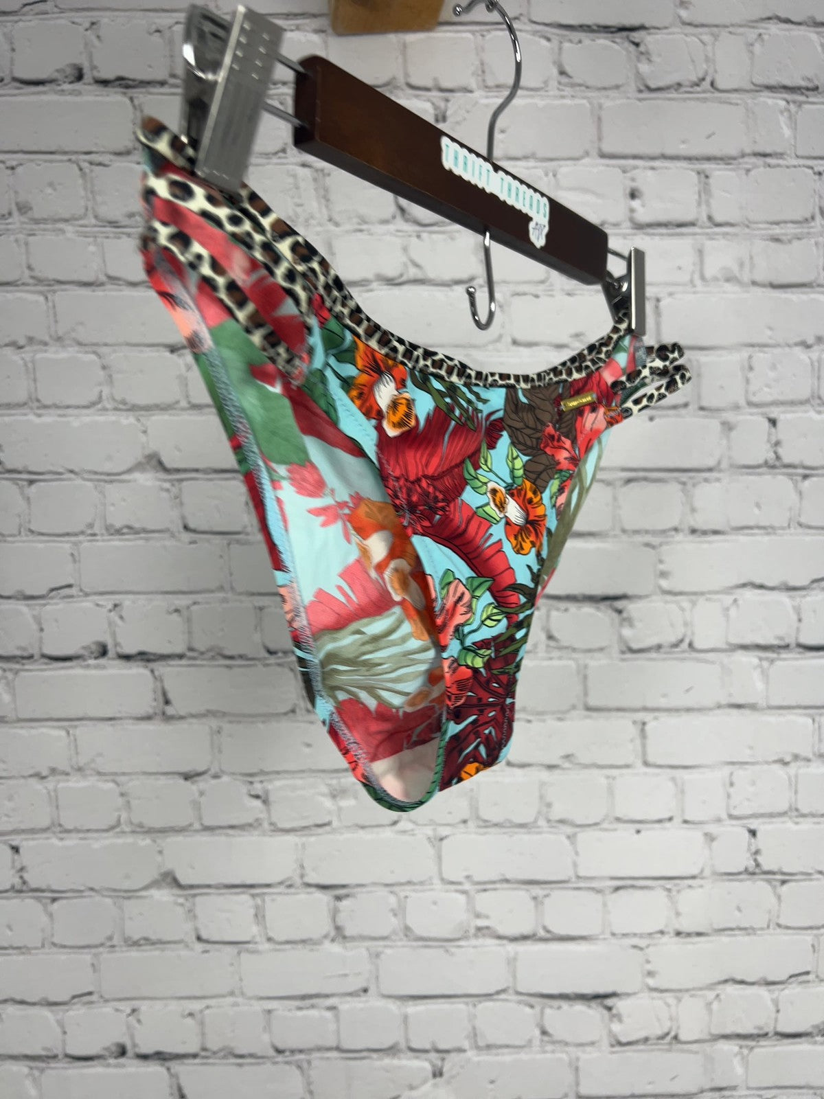 Bruno Banani Tropical Floral Leopard Trim Strappy Side Bikini Bottom