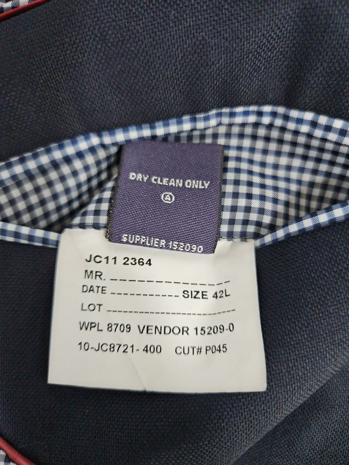 Stafford Navy 100% Wool Gold Button Single Vent Blazer Sport Coat 42L