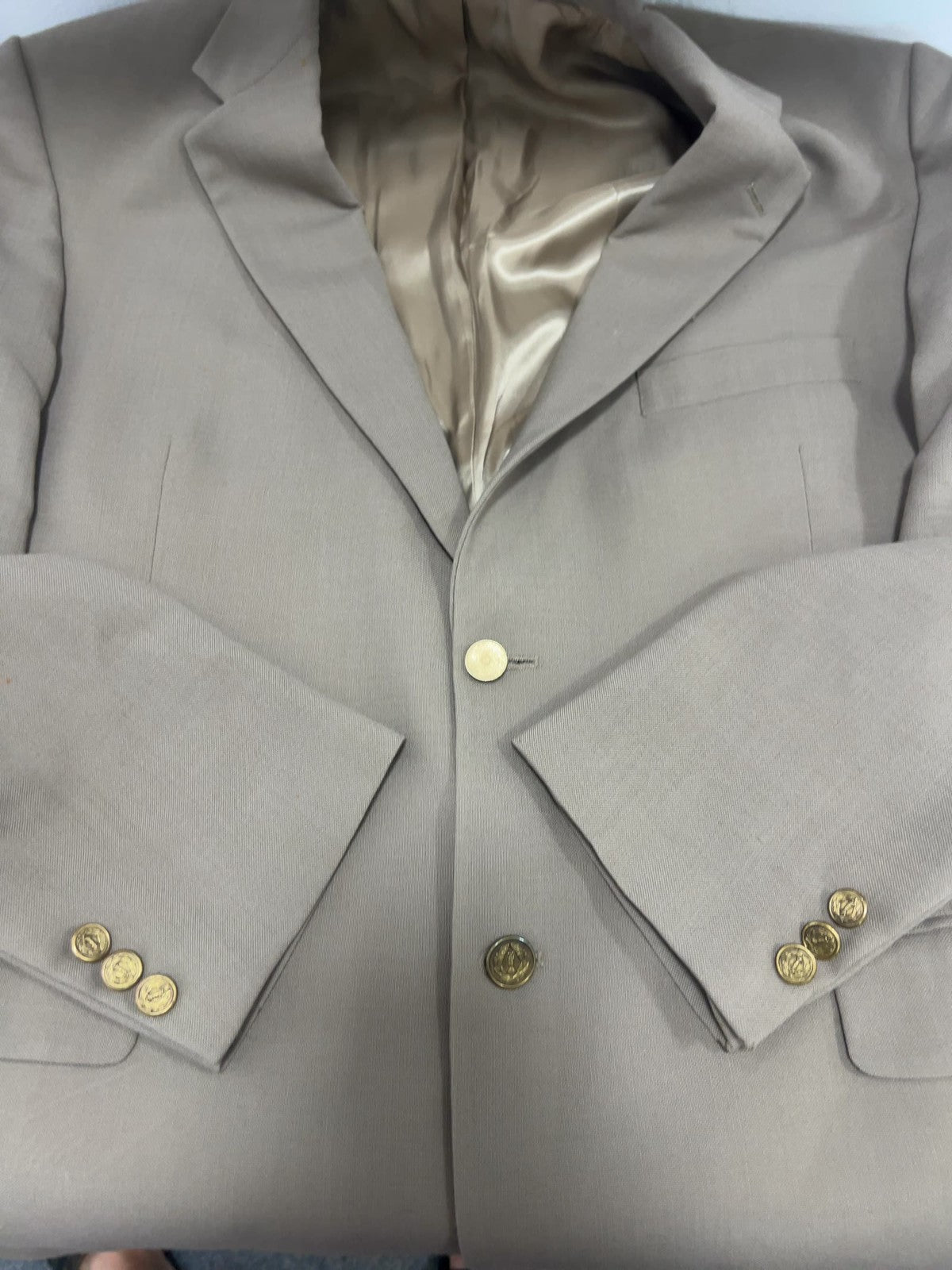 Nicklaus Tan Wool Blend 2 Button Single Vented Notch Blazer Sport Coat 43R