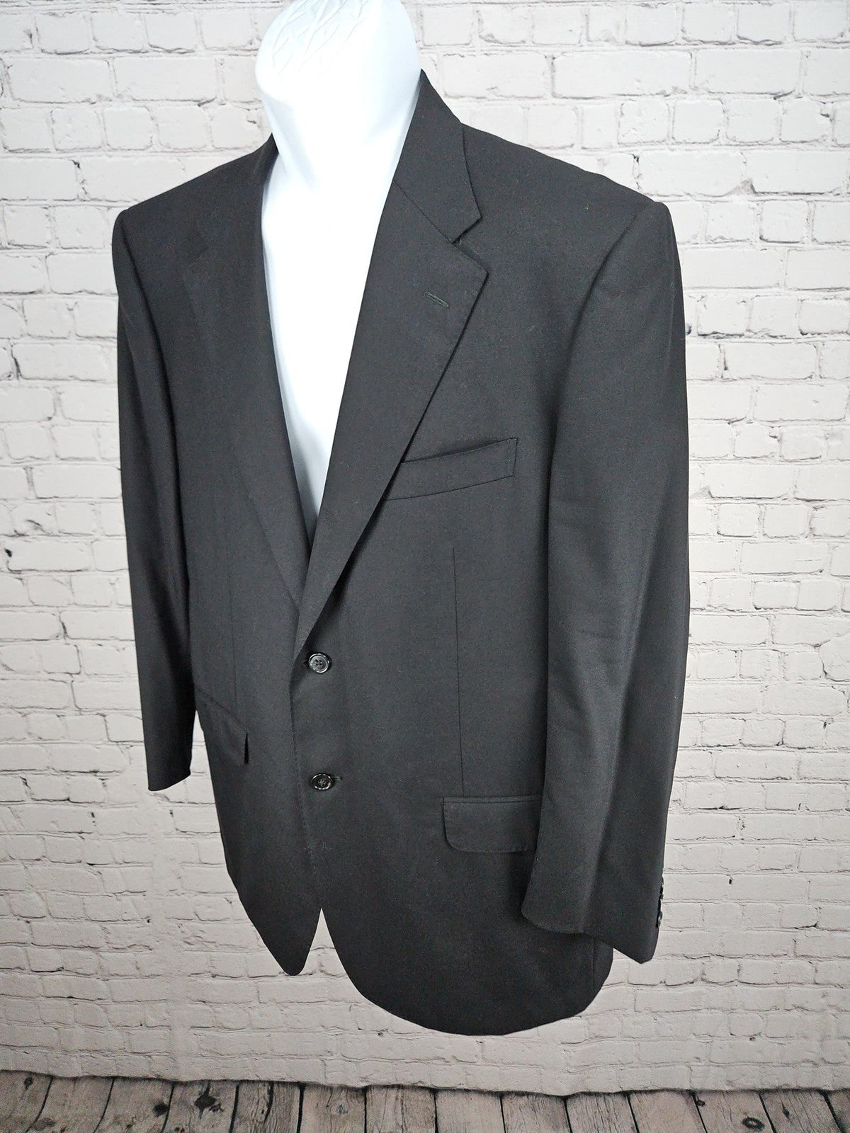 Corneliani Black Super 150s Virgin Wool 2 Button Notch Blazer Sport Coat 54R