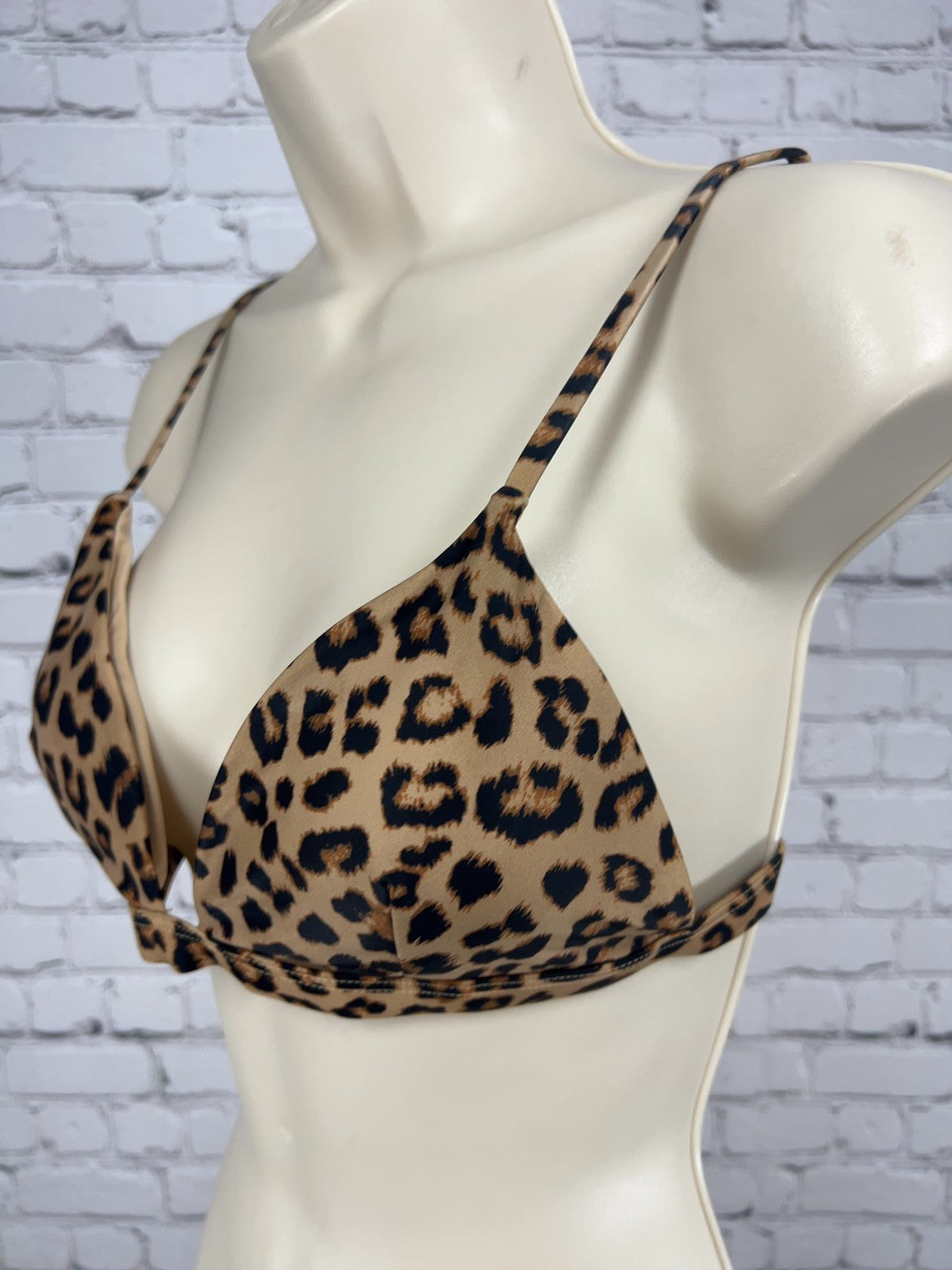 Summersalt Brown Black Leopard Triangle Bikini Top Swim Suit Size 6