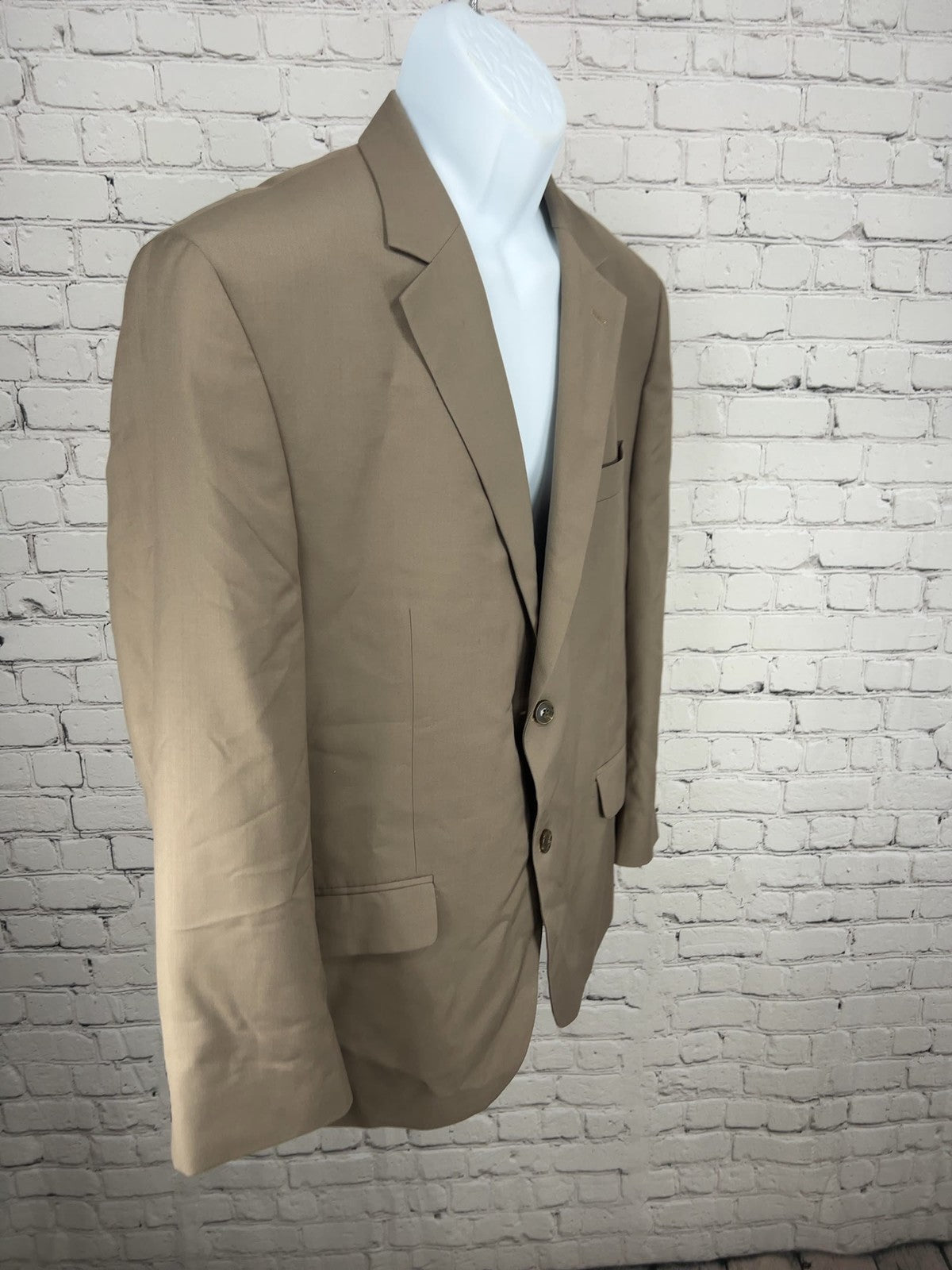 Andrew Fezza Tan 2 Button Double Vented Notch Lapel Blazer Sport Coat 44S