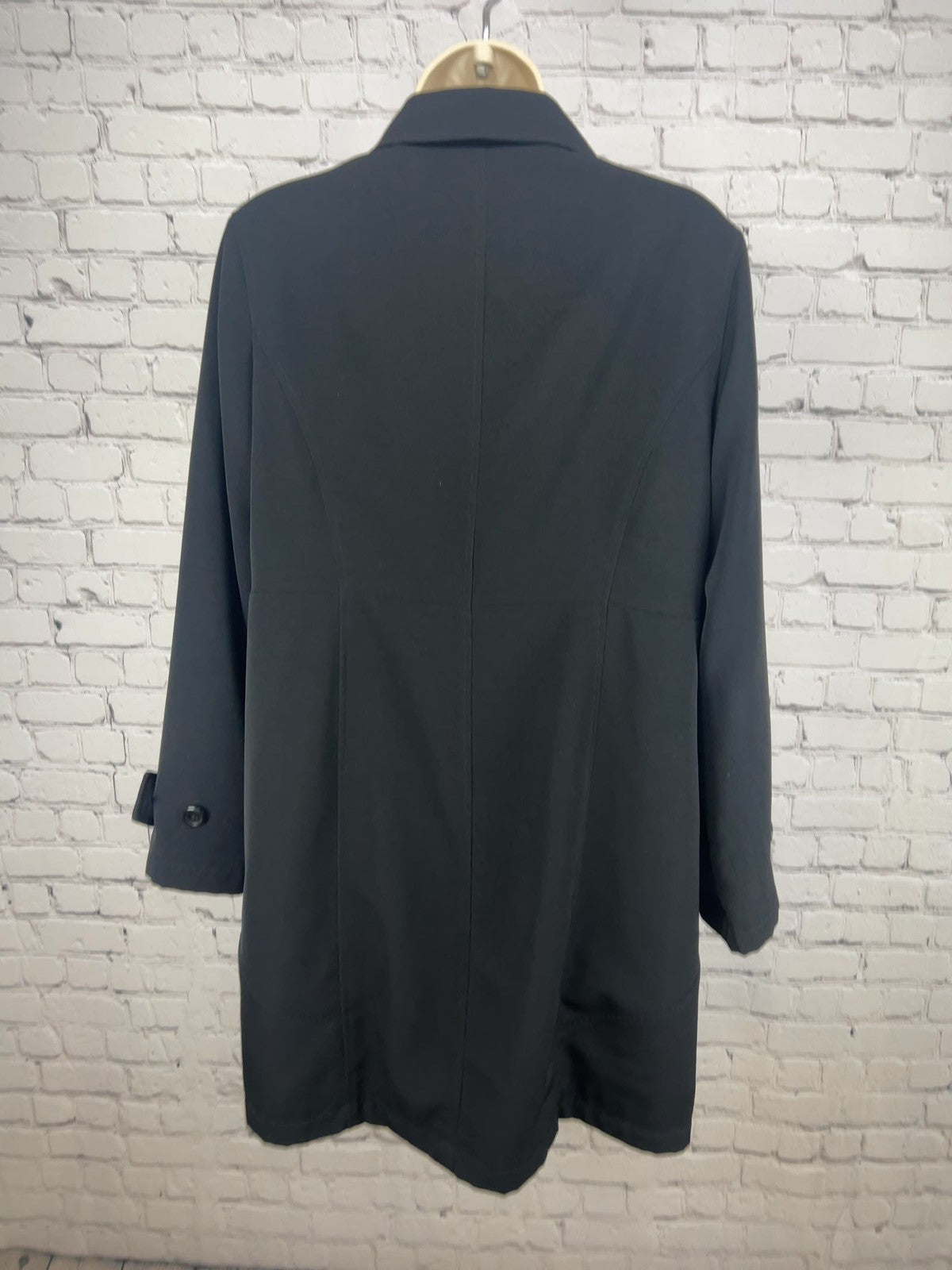 Preston & York Black Button Front Collared Car Coat Trench Jacket 6P