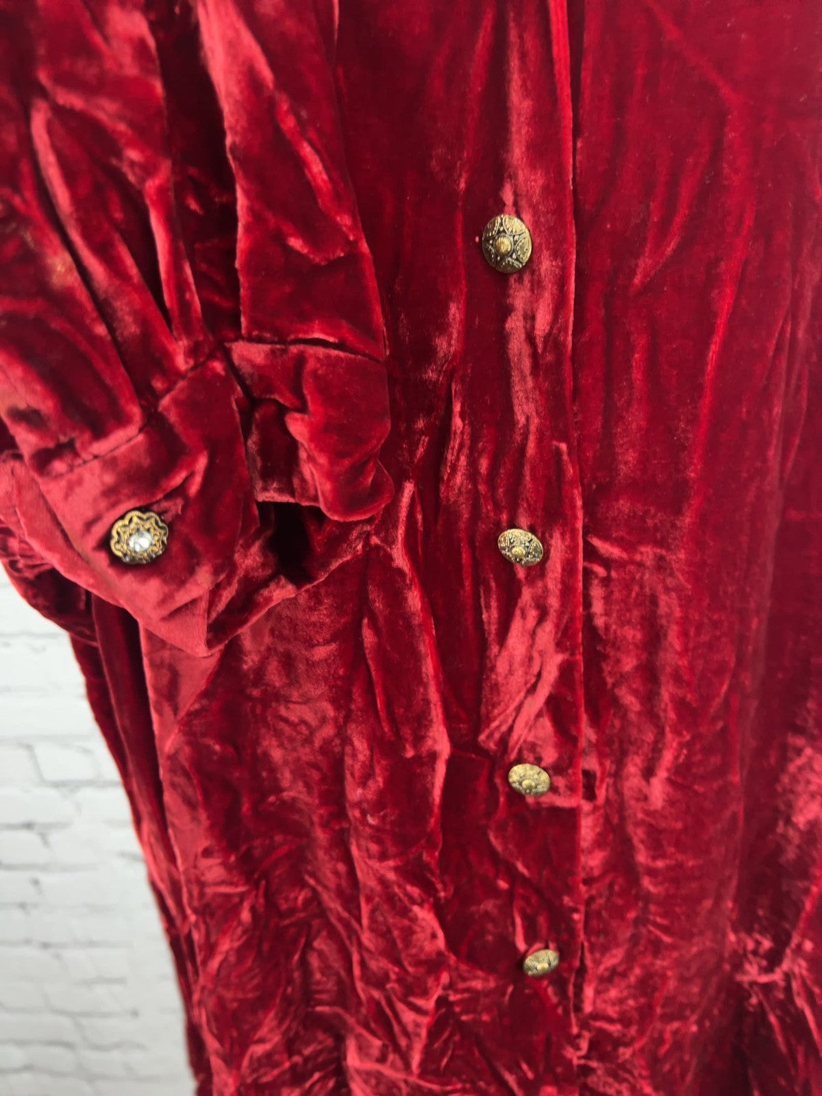 VTG Coldwater Creek Red Silk Blend Crushed Velvet Button Front Tunic Top 2X