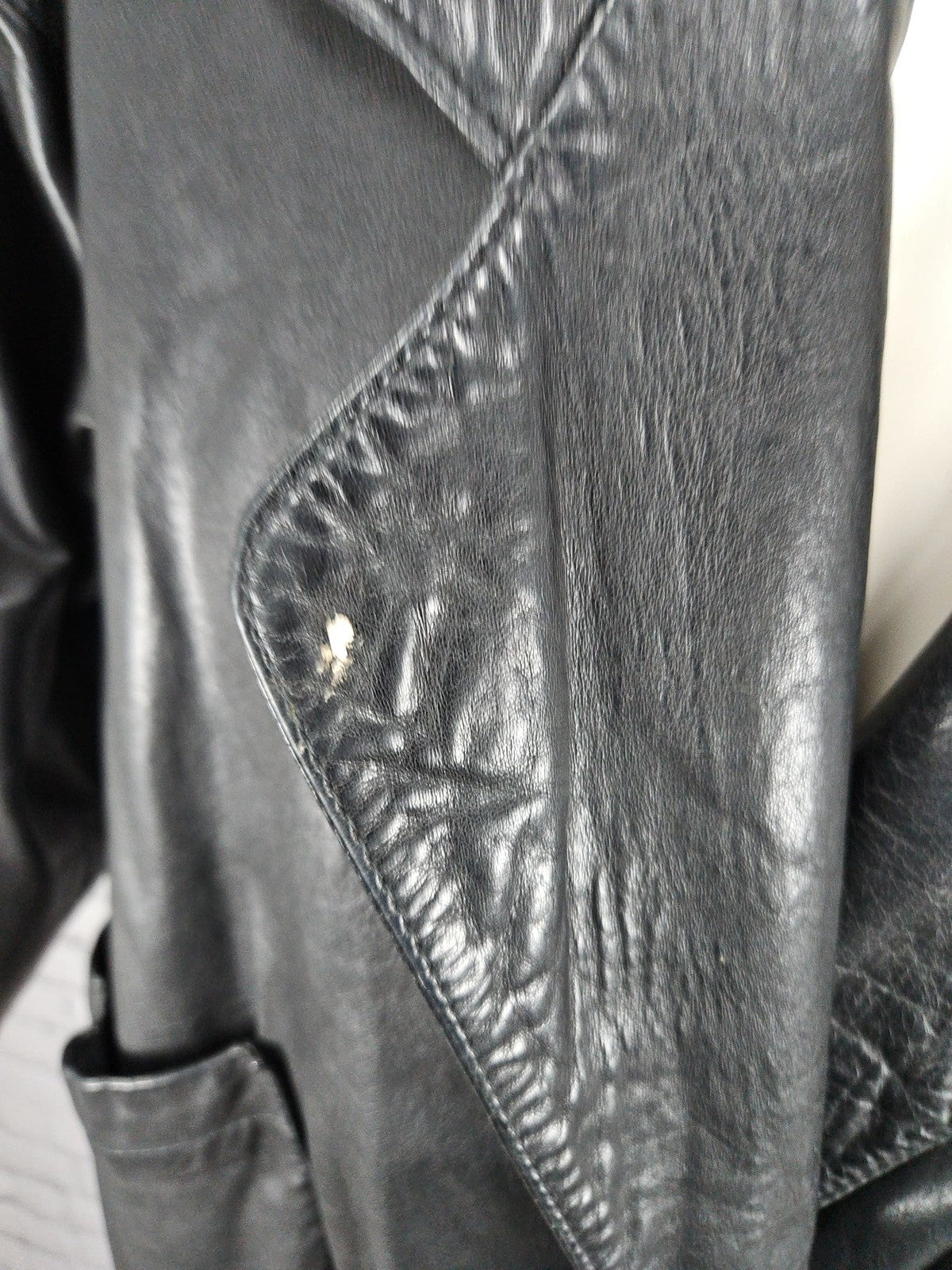 VTG Morgan Taylor Black Leather Asymmetric Shawl Collar Bomber Jacket Women's S