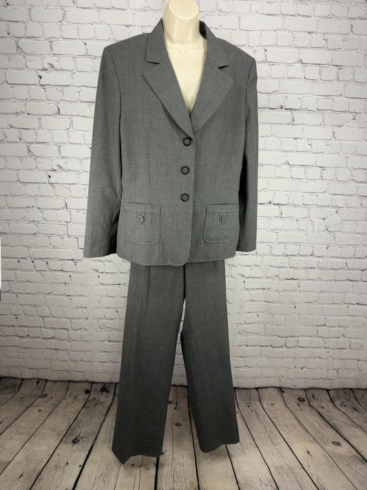Tahari ASL Gray Glen Plaid 3 Button Blazer Pant Suit Women's 18 (37X33)