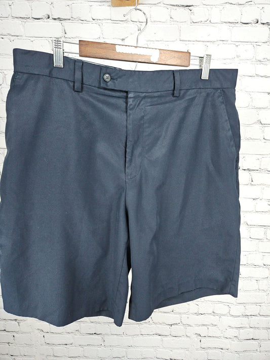 Alan Flusser Golf Men's Navy Blue Polyester Flat Front Shorts 38 (36X9.5)