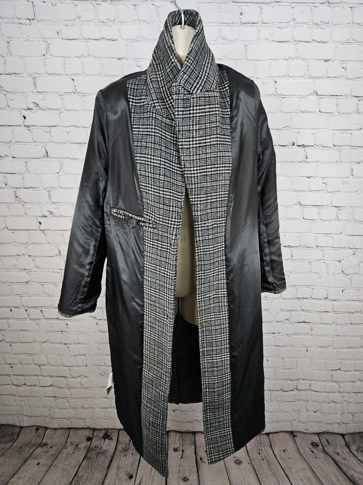 Abercrombie & Fitch Gray Glen Plaid Wool Blend Long Overcoat Women's S