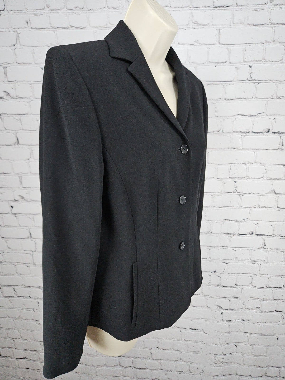 VTG Ann Taylor Black Triacetate 3 Button Notch Collar Lined Blazer 8