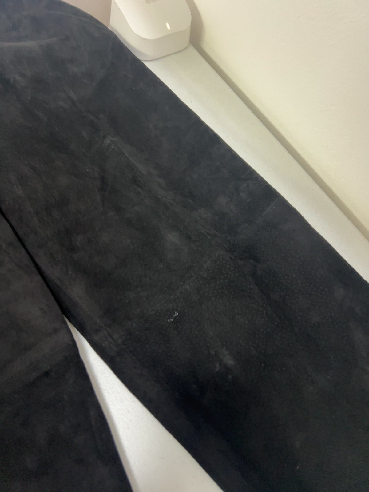 VTG Cedars Black Suede Leather Paperbag Waist Pleated Tapered Pants 6
