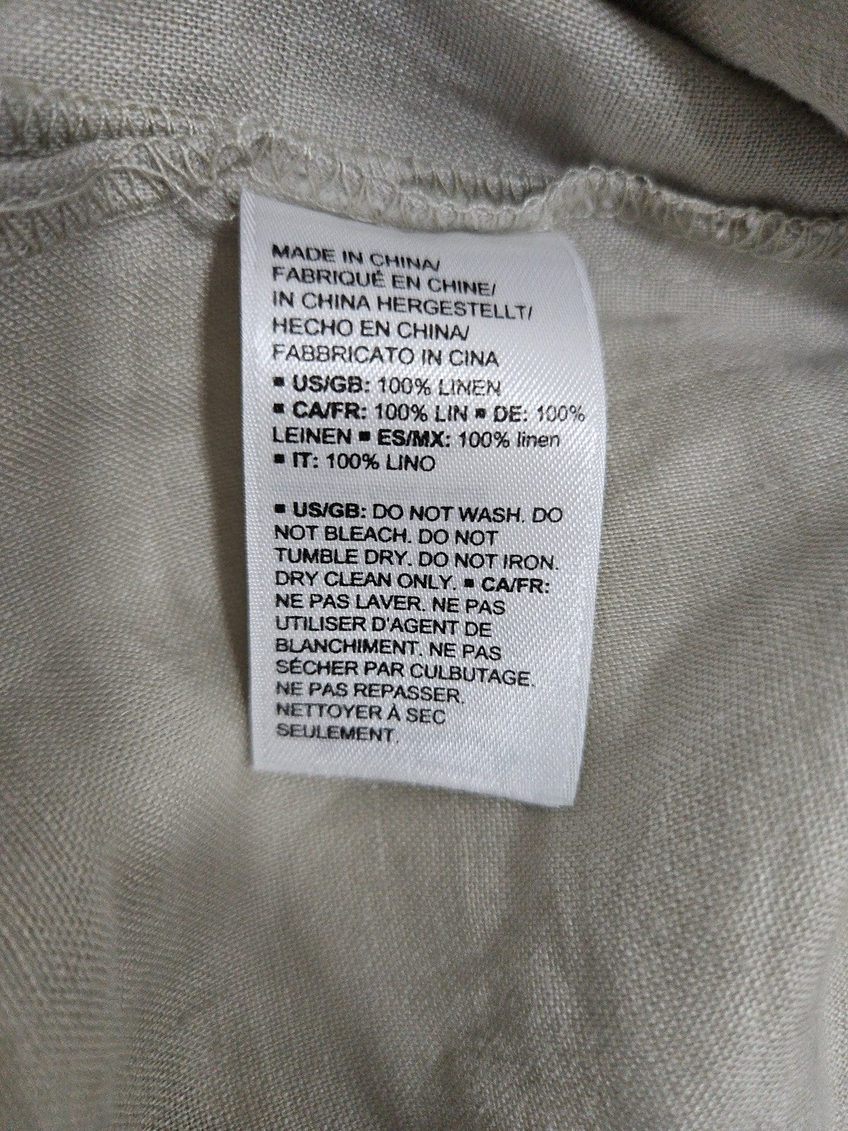 28 Palms Khaki 100% Linen Guayabera Short Sleeve Button Up Shirt Men's L
