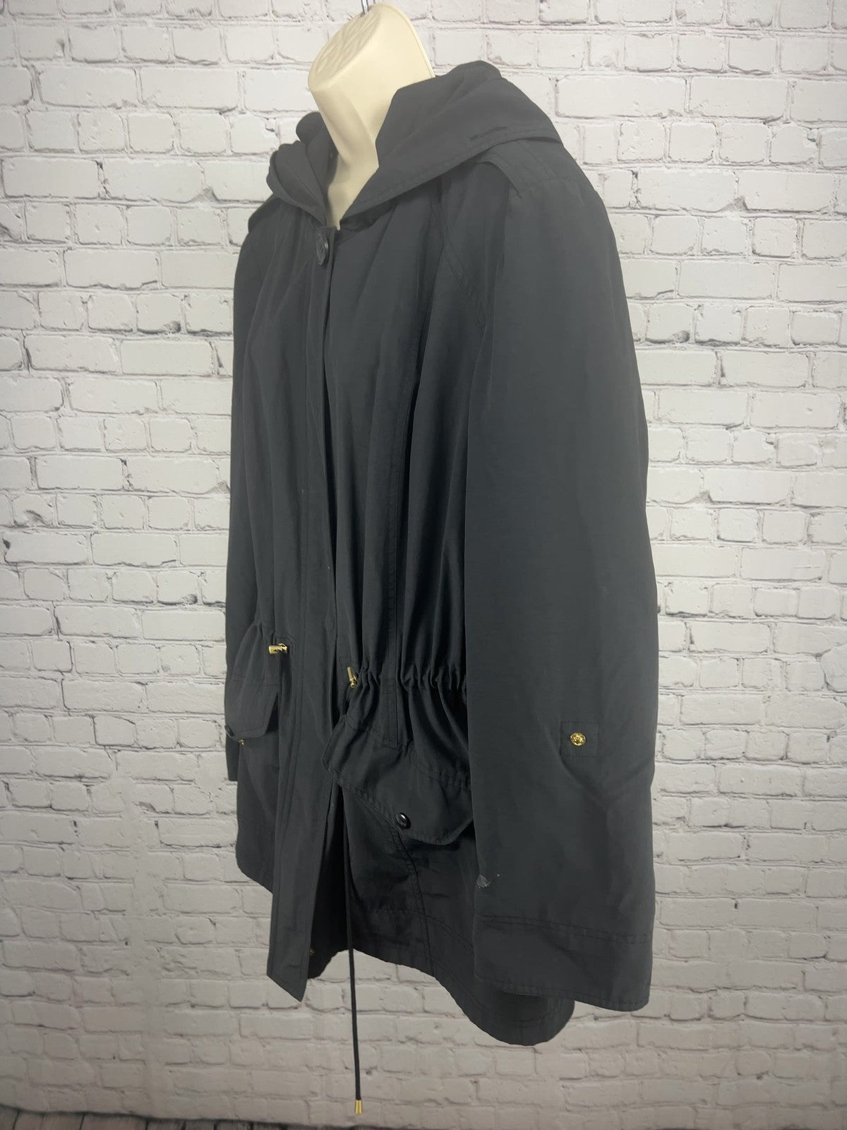 Ellen Tracy Black Hooded Drawstring Waist Utility Anorak Jacket Women's 2X