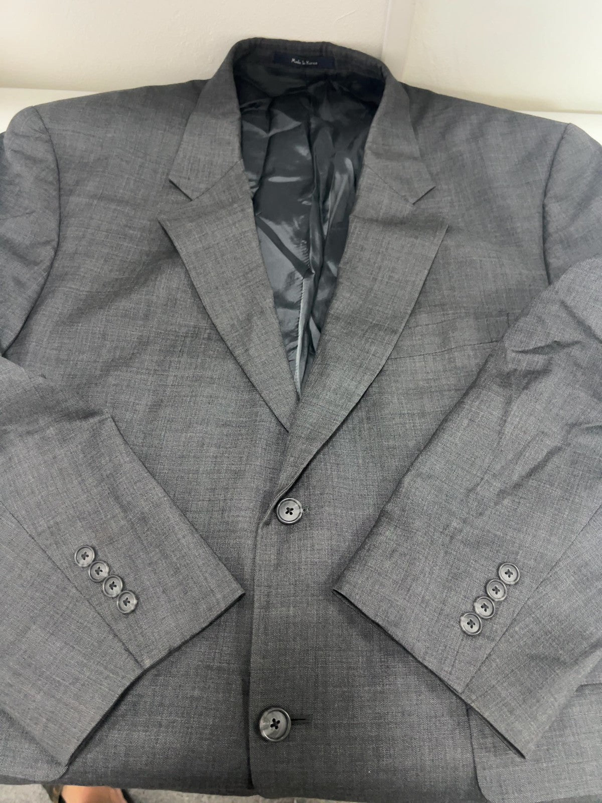 Turnbury Gray 100% Wool 2 Button Single Vented Notch Blazer Sport Coat 44S