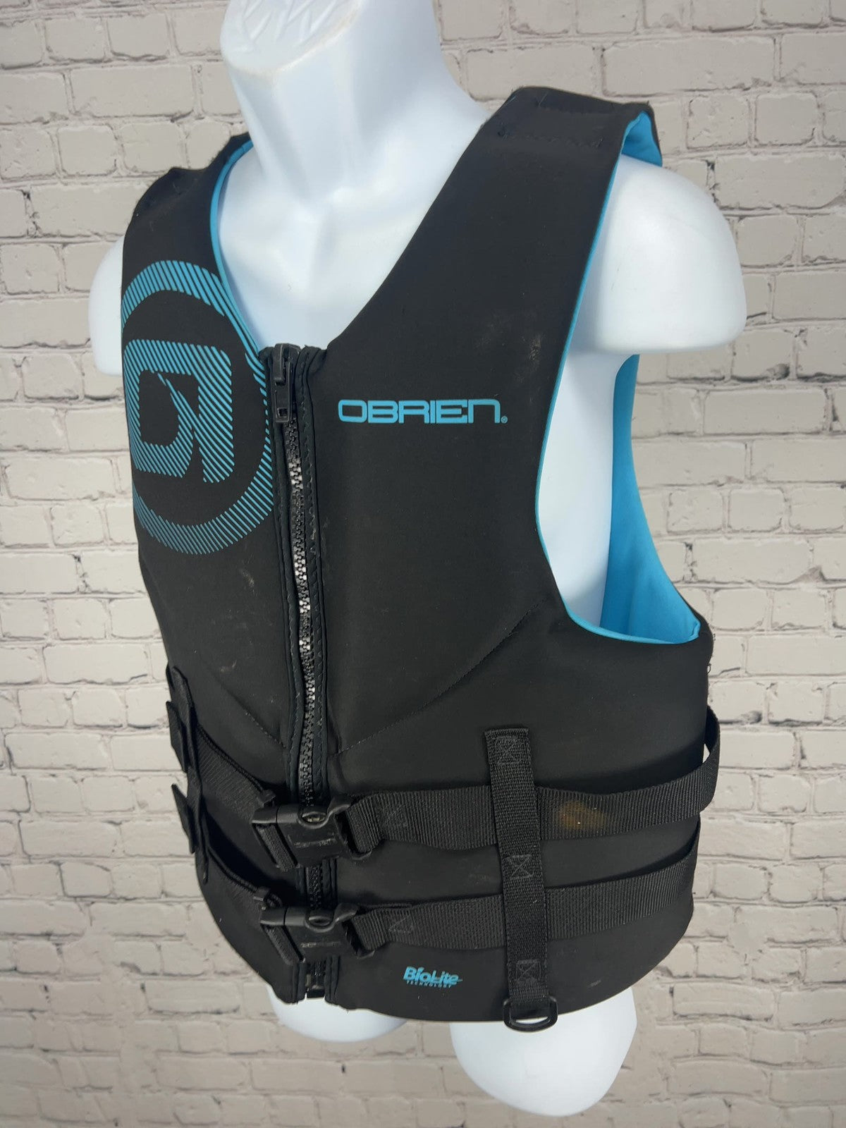 O'Brien Mens Black Blue BioLite USCG Type III Life Jacket Ski Vest Large