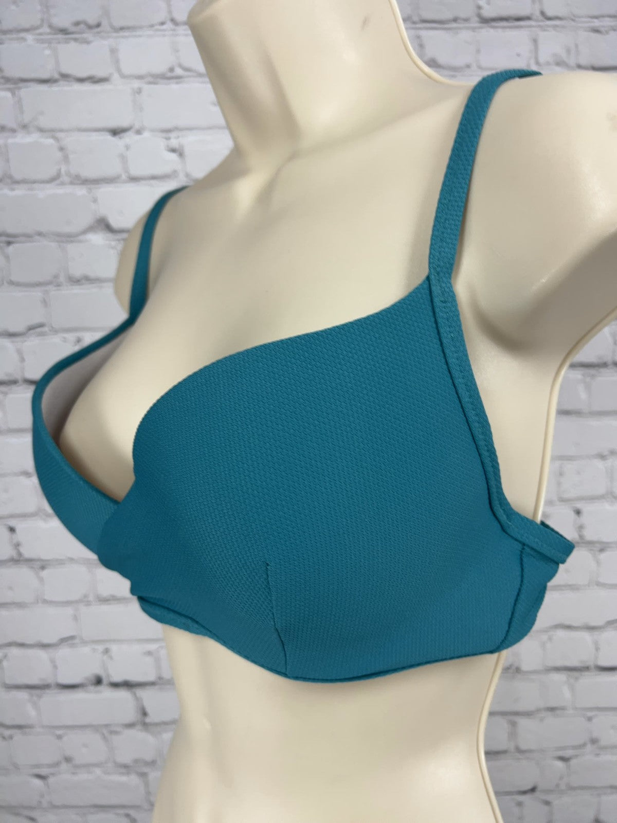 Shade & Shore Teal Textured Wrap Front Lightly Lined Bikini Top Swim Top 34D