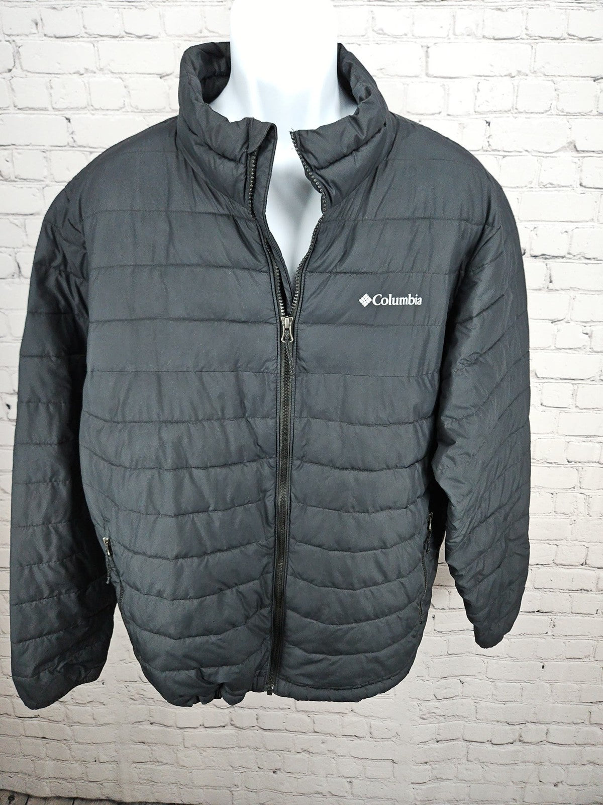 Columbia Omni-Heat Black Quilted Puffer Full Zip Jacket Men's XL