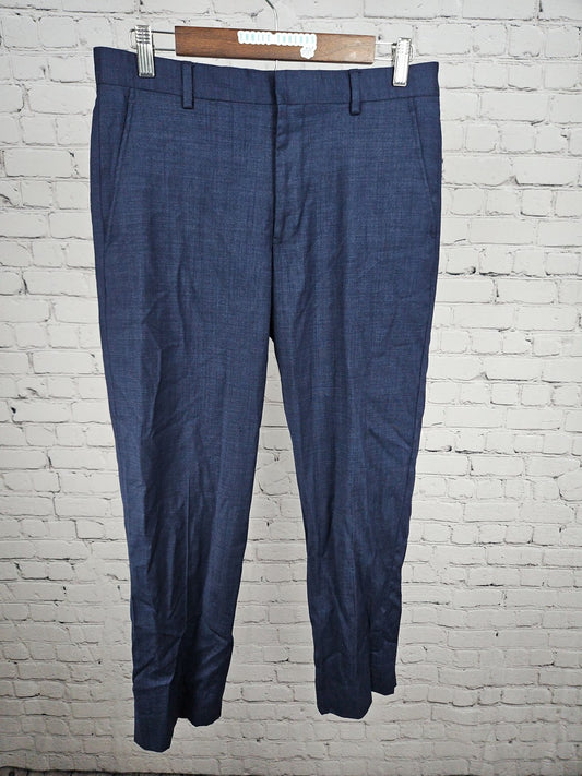 Jos A Bank 1905 Navy Wool Stretch Flat Front Dress Pants Men's 32R (32X27.5)