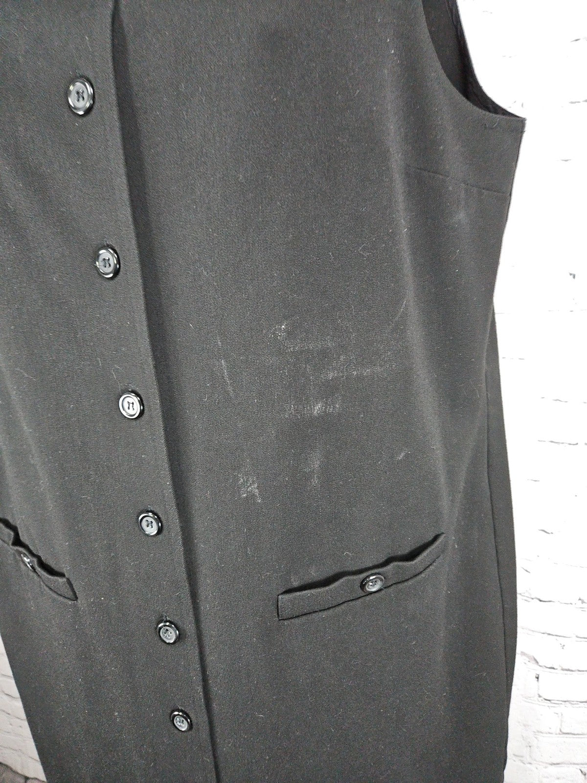 VTG Talbots Black Stretch Button Front Sleeveless Jumper Shift Dress 12