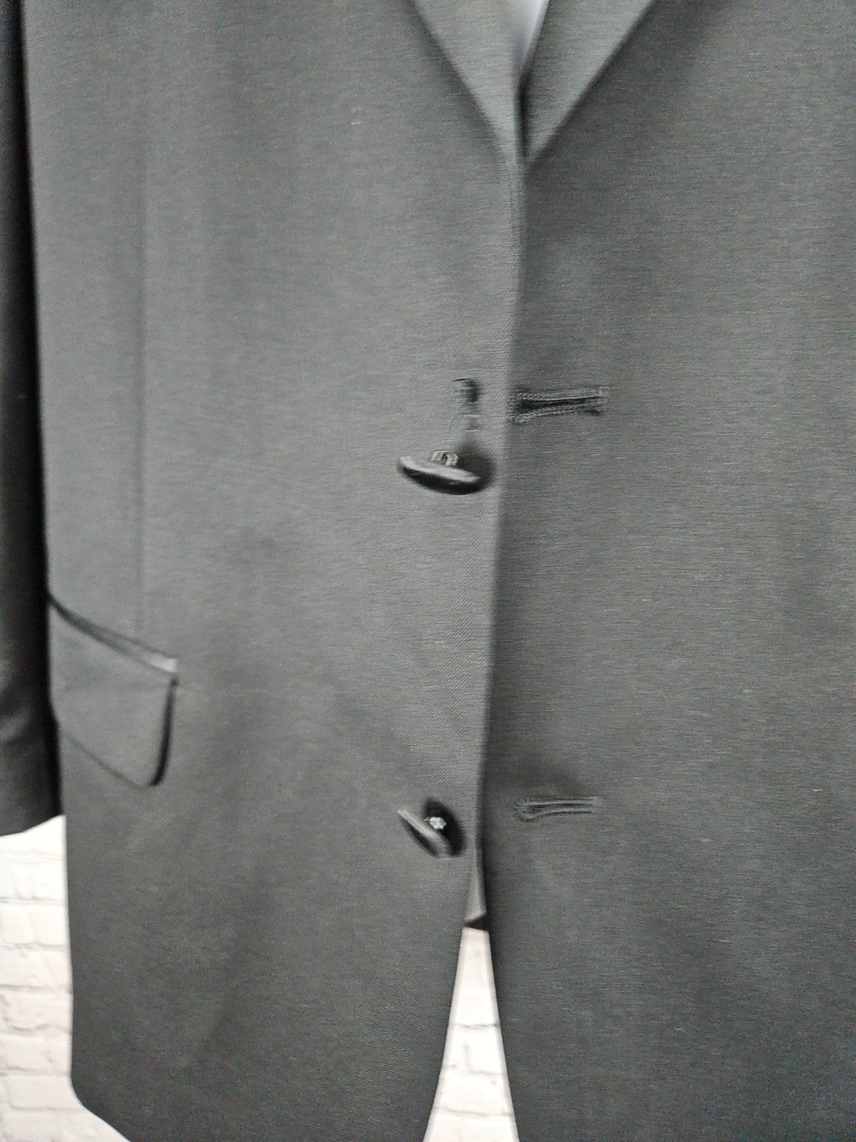 Jones New York Black 100% Wool Satin Notch 2 Button Tuxedo Jacket 42R