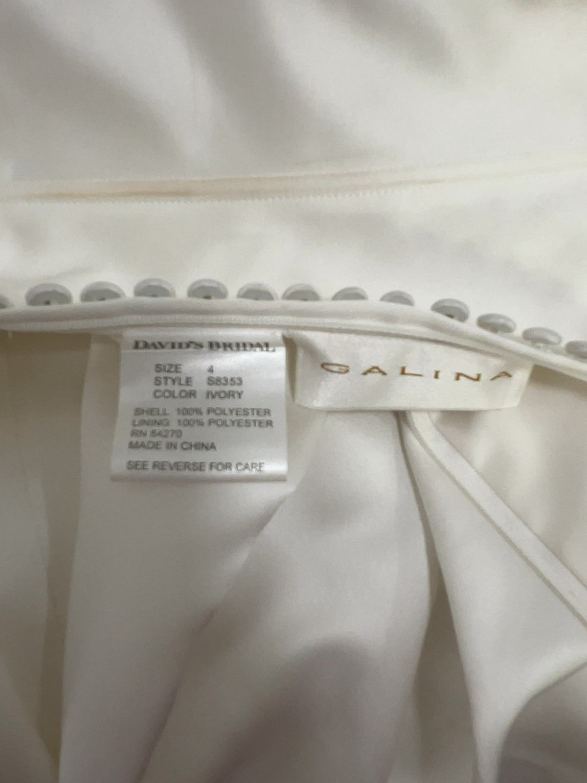 David's Bridal Galina Ivory Satin Strapless Drop Waist Wedding Dress 4