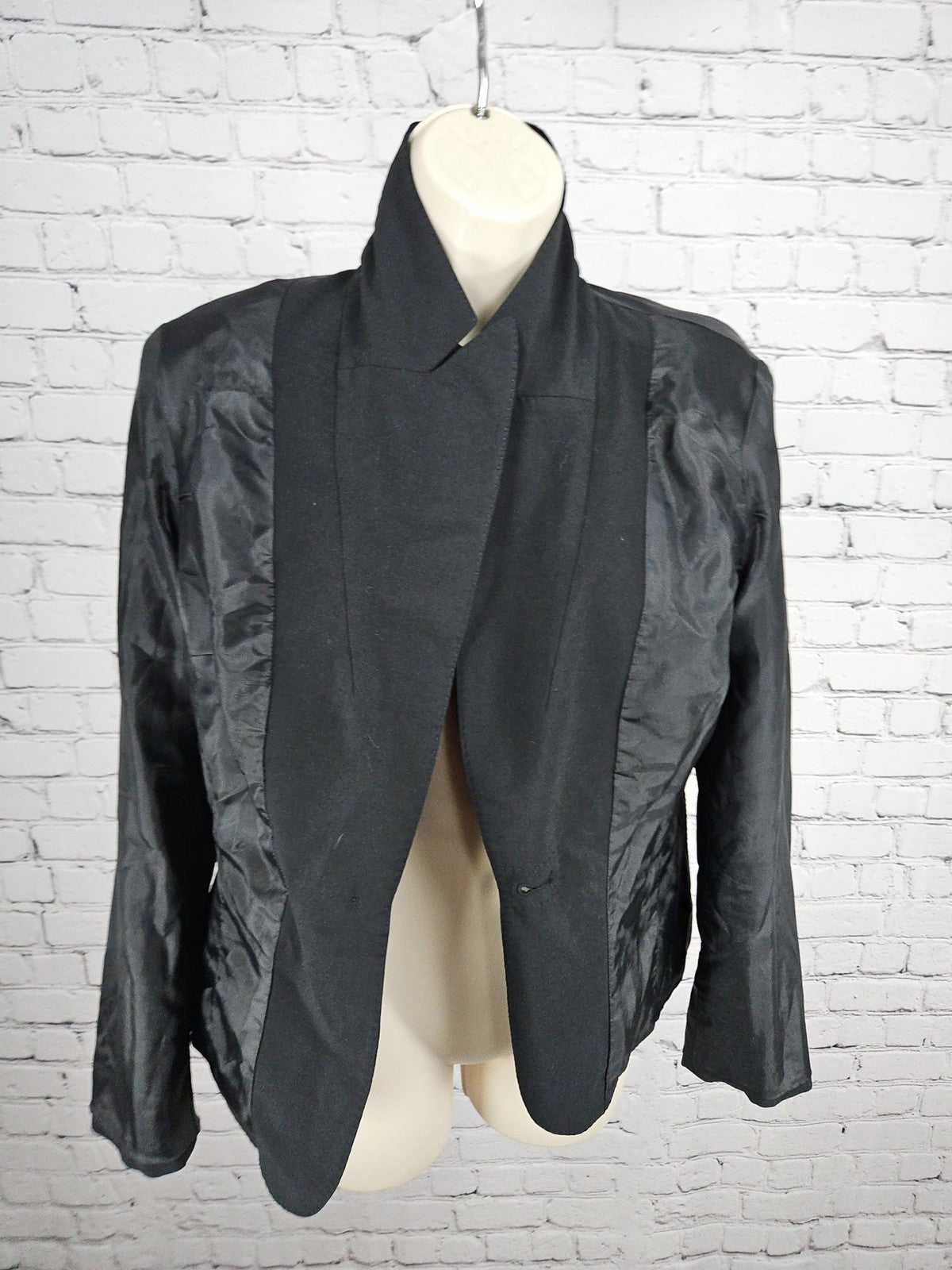 Anne Klein Black One Button Peak Lapel Lined Career Blazer Jacket 8