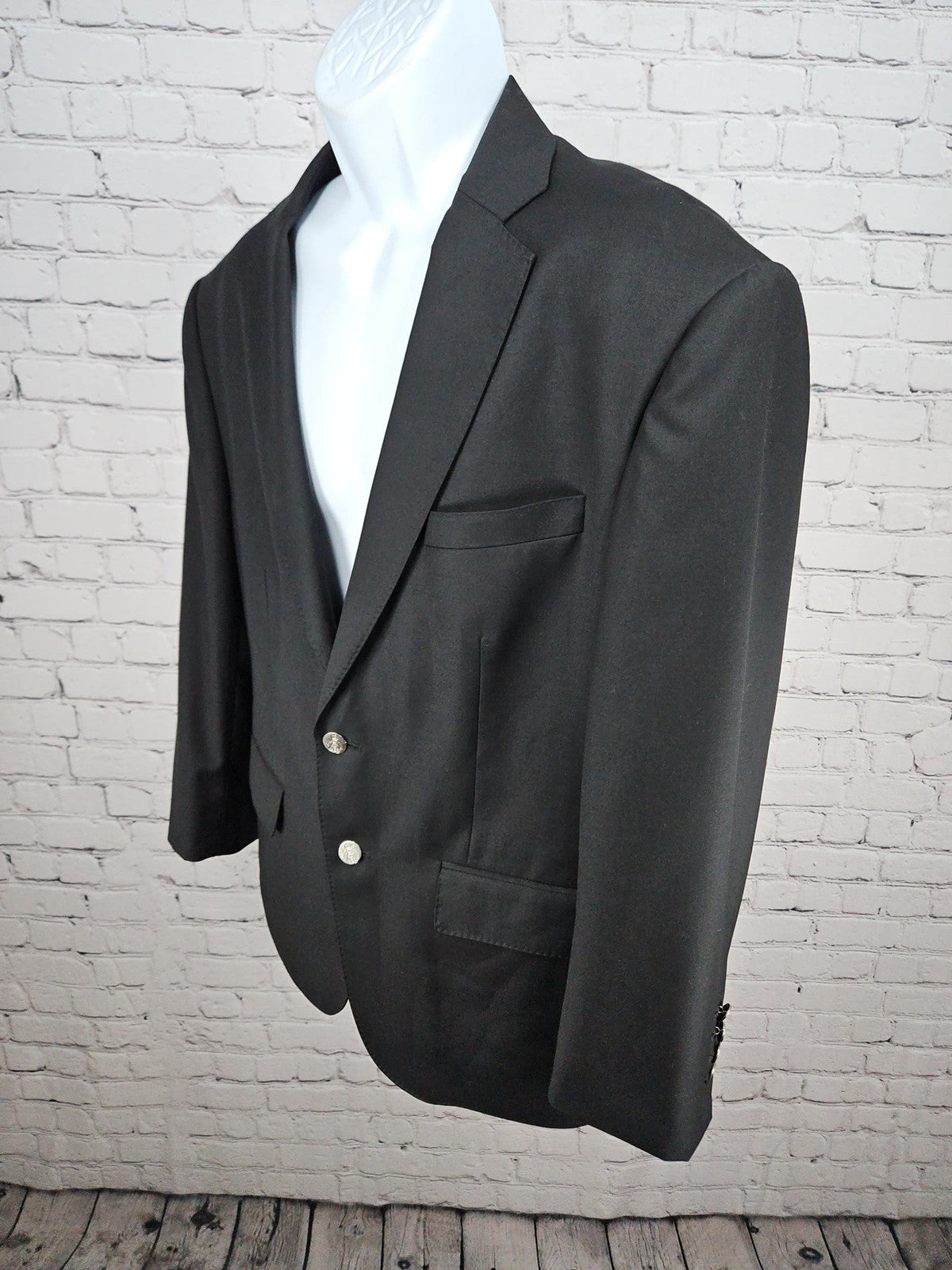 Ermenegildo Zegna Trofeo Black Wool 2 Button Blazer Sport Coat 45R