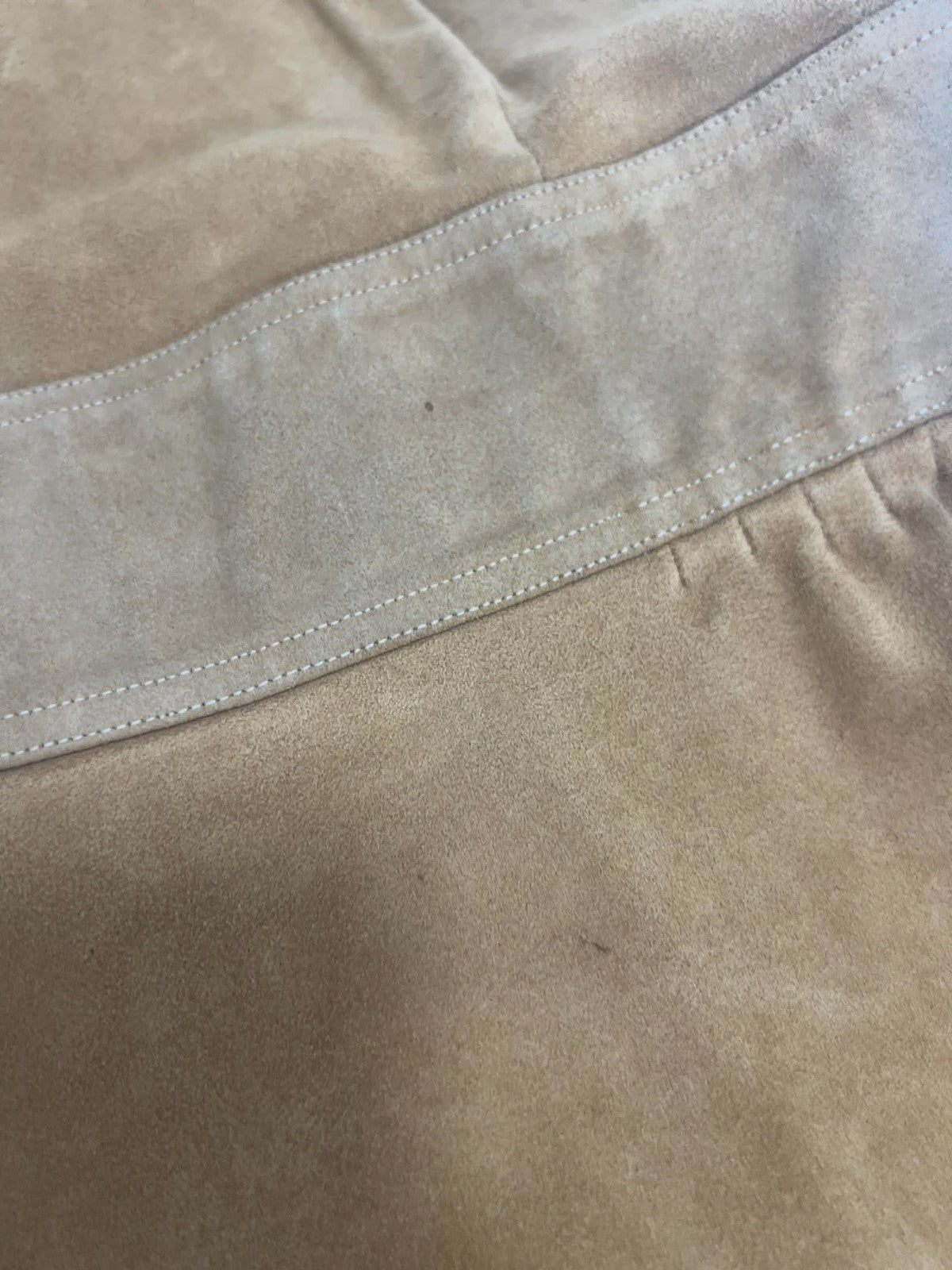VTG Genuine Suede Leather Belted Tabard Vest Tunic Side Open Snap Women's M