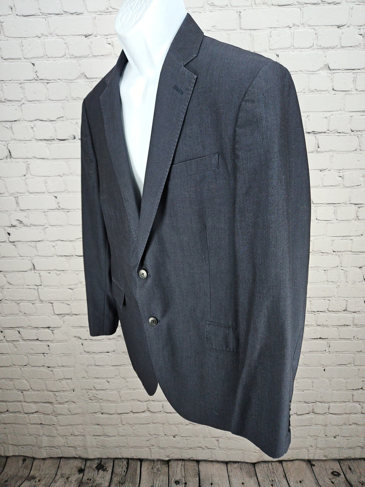 J.Ferrar Slim Fit Charcoal 2 Button Notch Lapel Blazer Sport Coat 46R