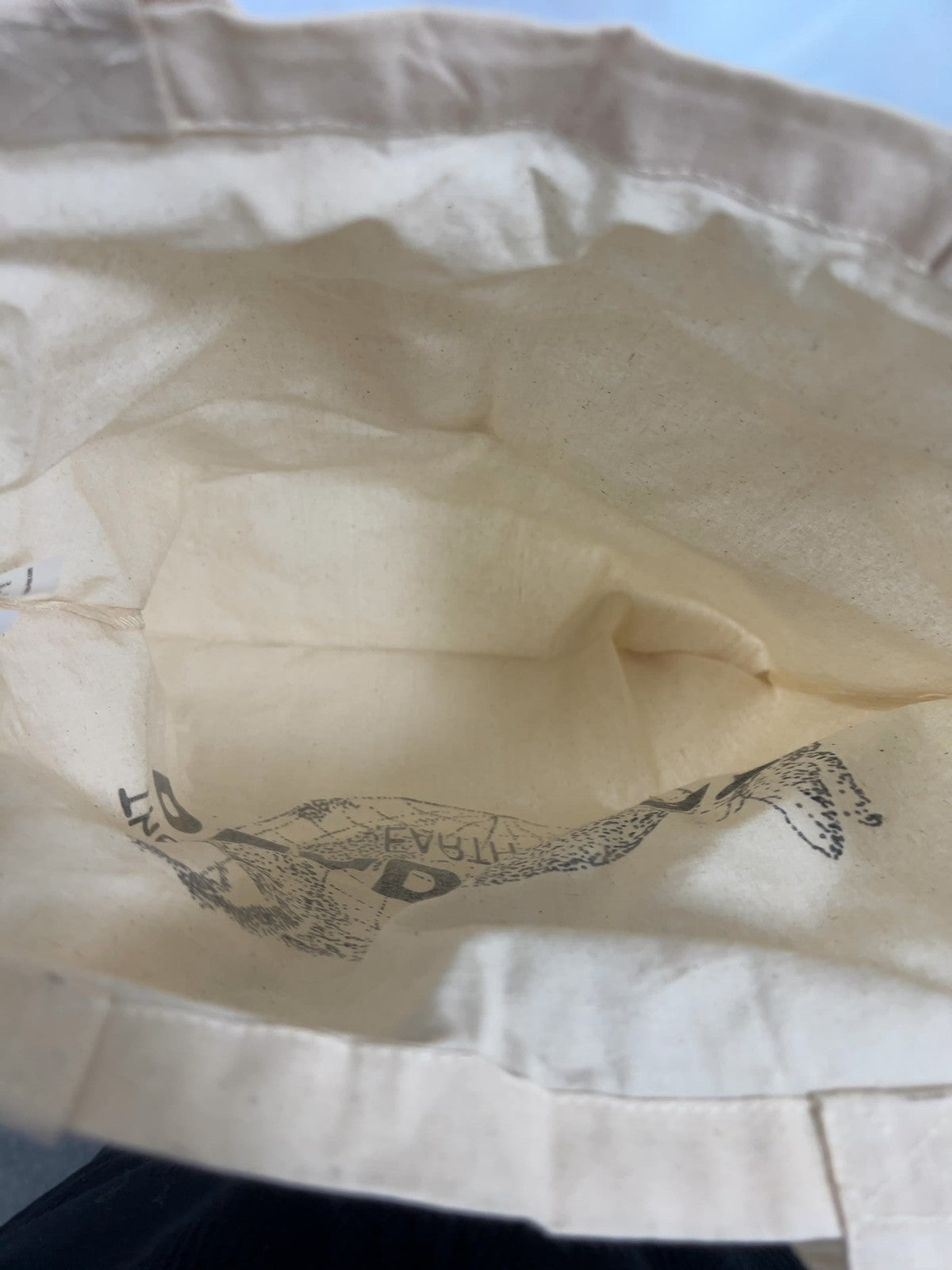 NWOT TBF Natural Canvas The Deadbeat Earth Sweeps Print Cotton Tote Bag