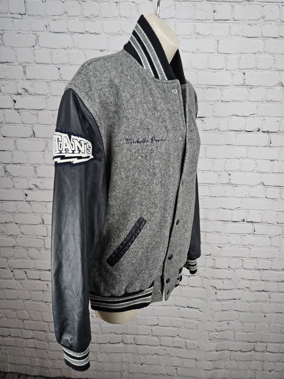 Neff Titans 2006 Gray Navy Wool Leather Varsity Letterman Jacket USA M