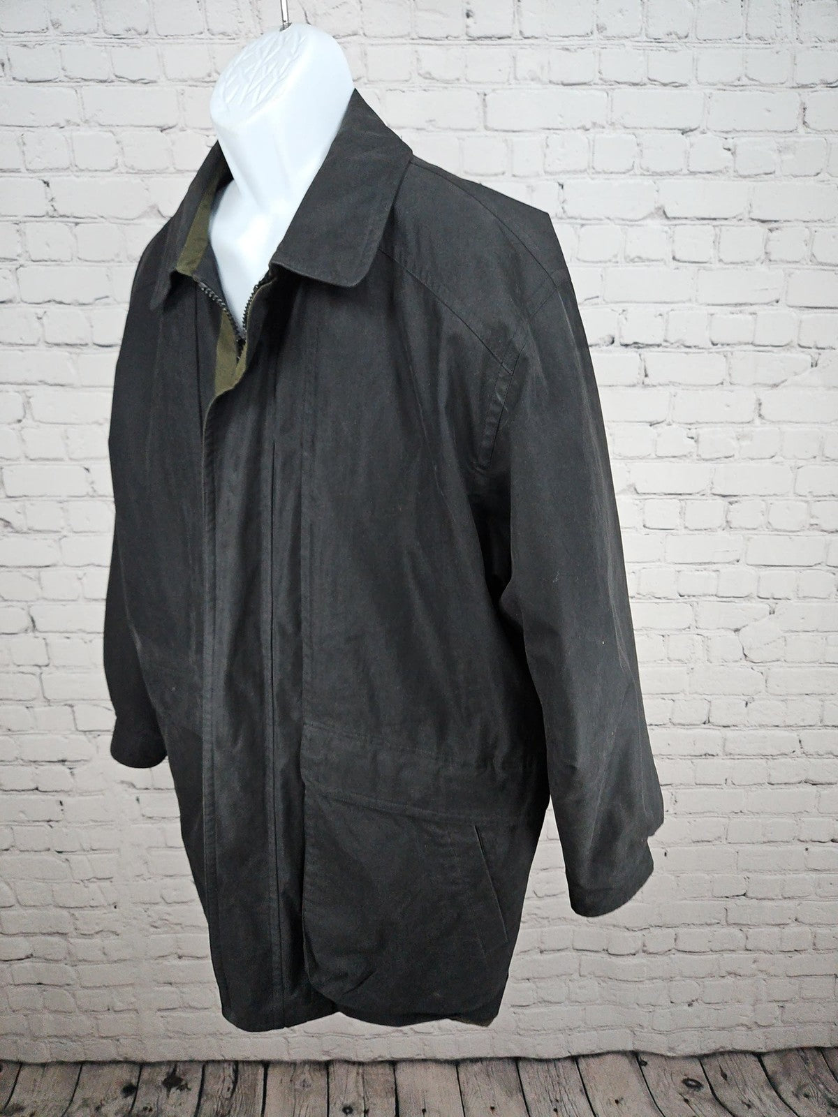 VTG Rainforest Black Quilted Puffer Lined Field Parka Coat Mens XL