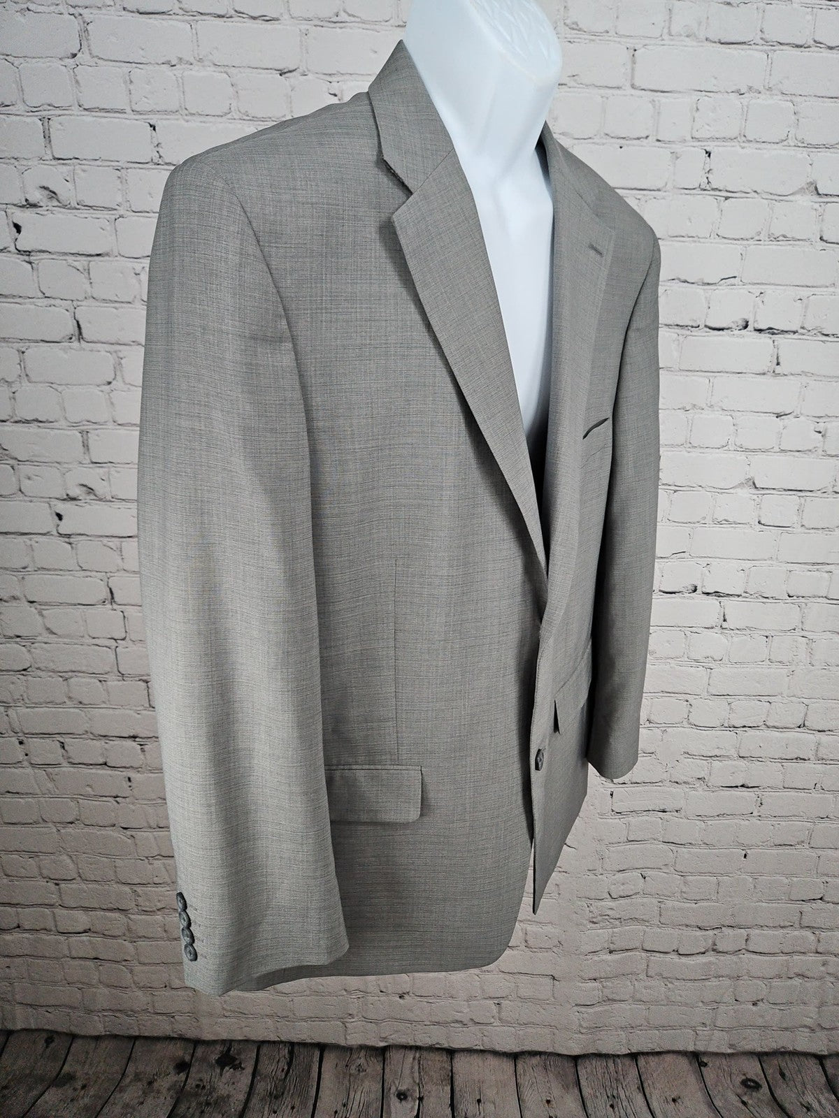 NWOT Haggar Gray Polyester 2 Button Single Vented Notch Blazer Sport Coat 44R
