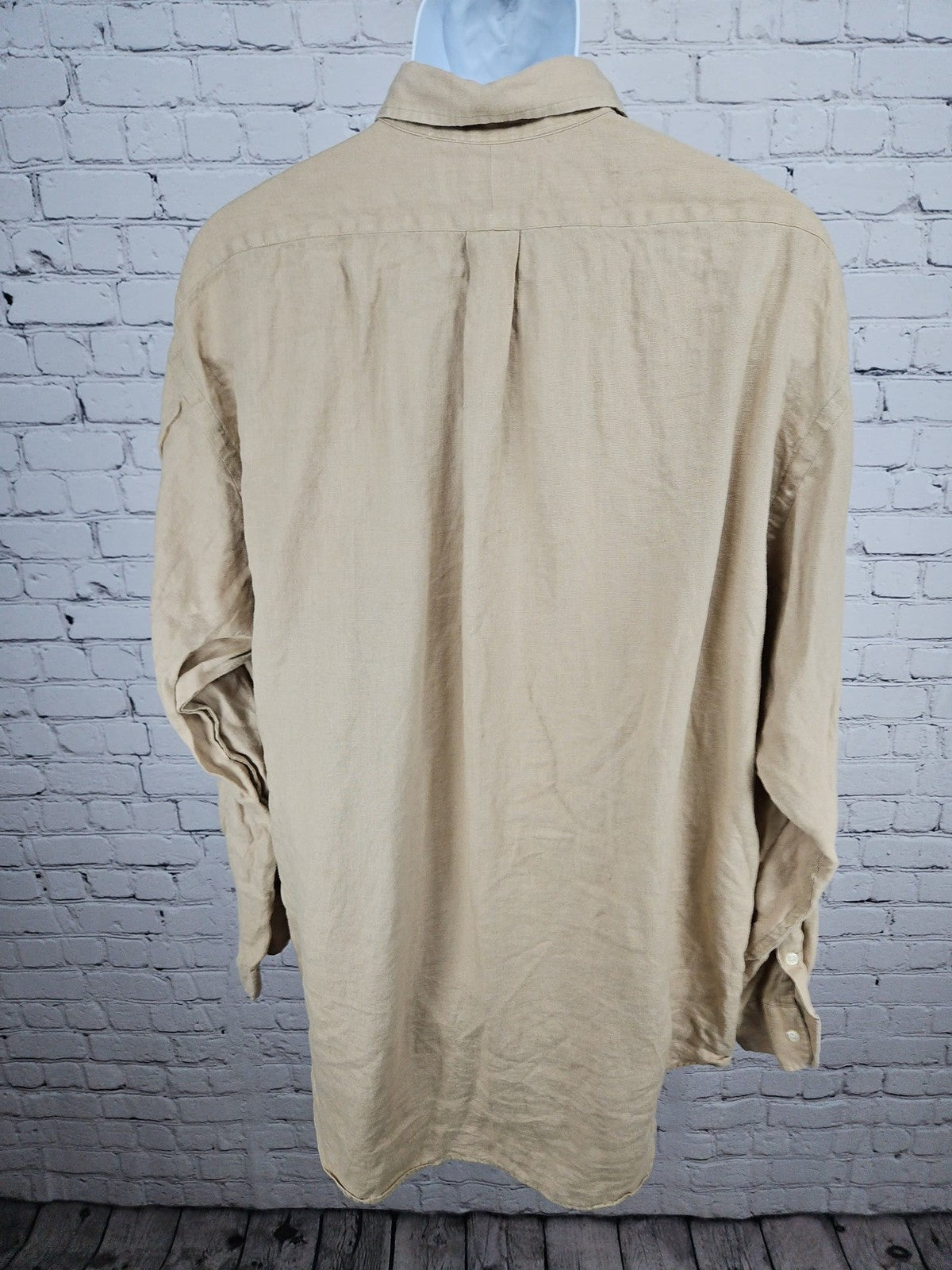VTG Polo Ralph Lauren Whitfield Tan 100% Linen Two Pocket Button Up Shirt XL