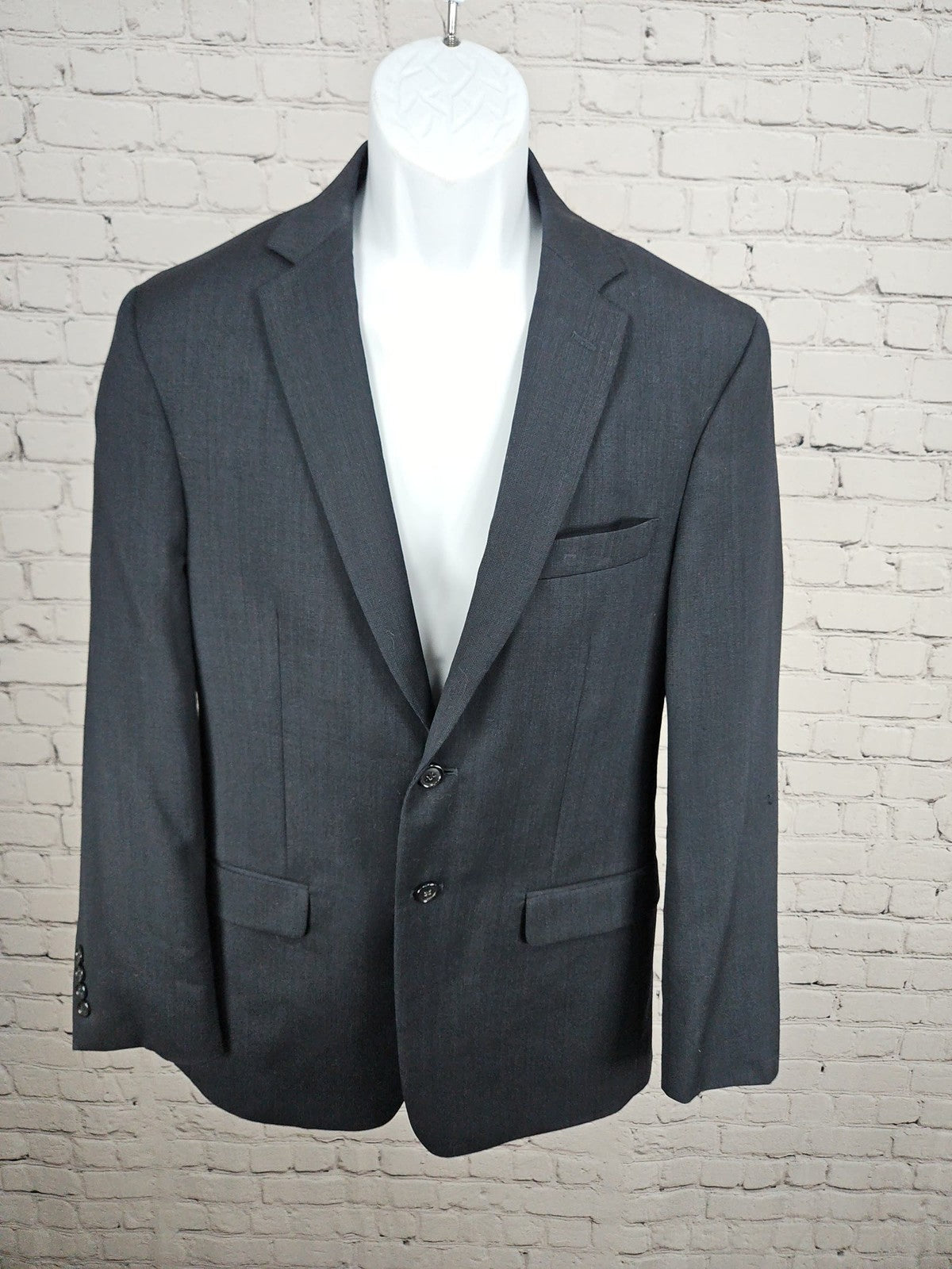 Jos A Bank Navy Nailhead 100% Wool Slim Fit 2 Button Blazer Sport Coat 39R