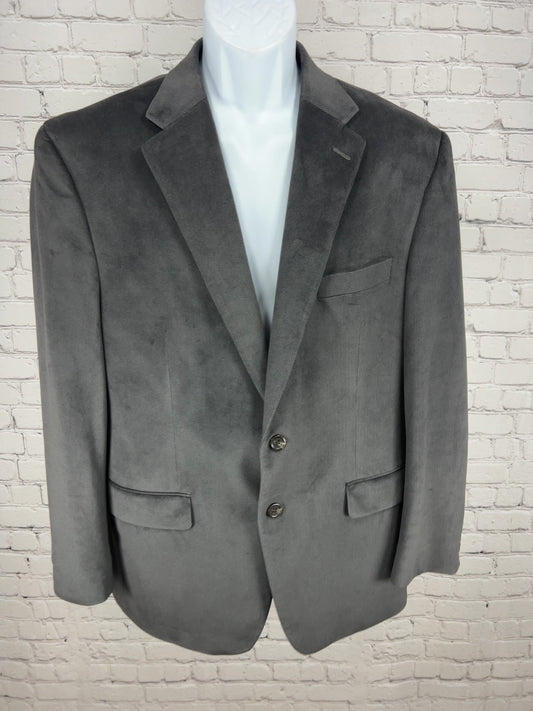 Chaps Gray Herringbone Velvet 2 Button Notch Blazer Sport Coat 42R