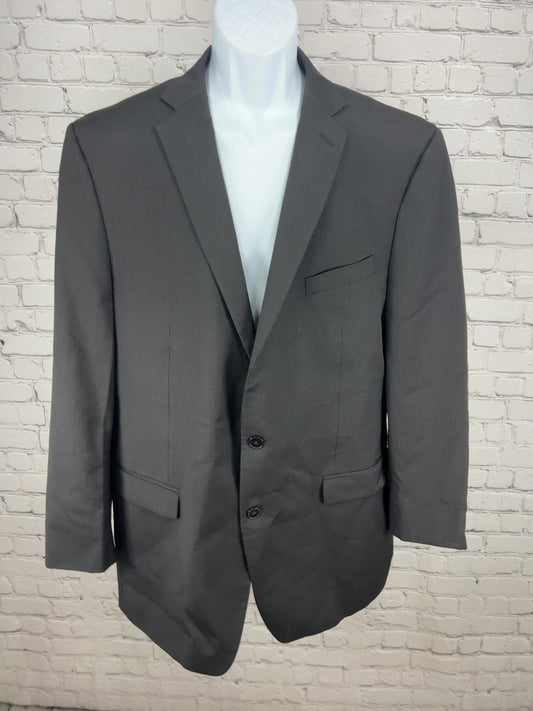 VTG Calvin Klein Charcoal Pinstripe 2 Button Double Vented Blazer Sport Coat 46L