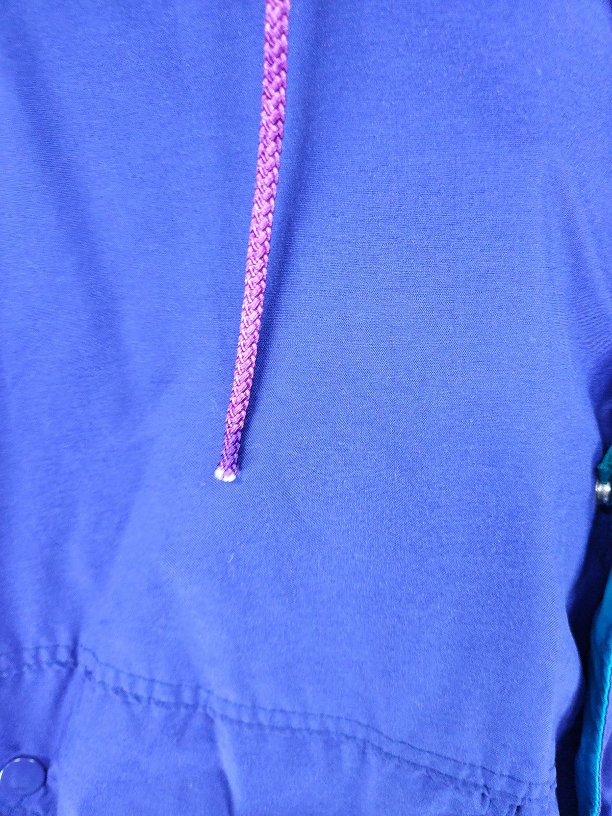 VTG Weekends Purple Teal Color Block Hooded Nylon Windbreaker Jacket Men's L