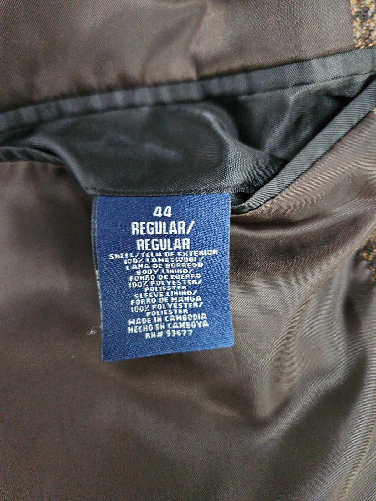 Stafford Essentials Brown Houndstooth 100% Lambswool 2 Button Sport Coat 44R