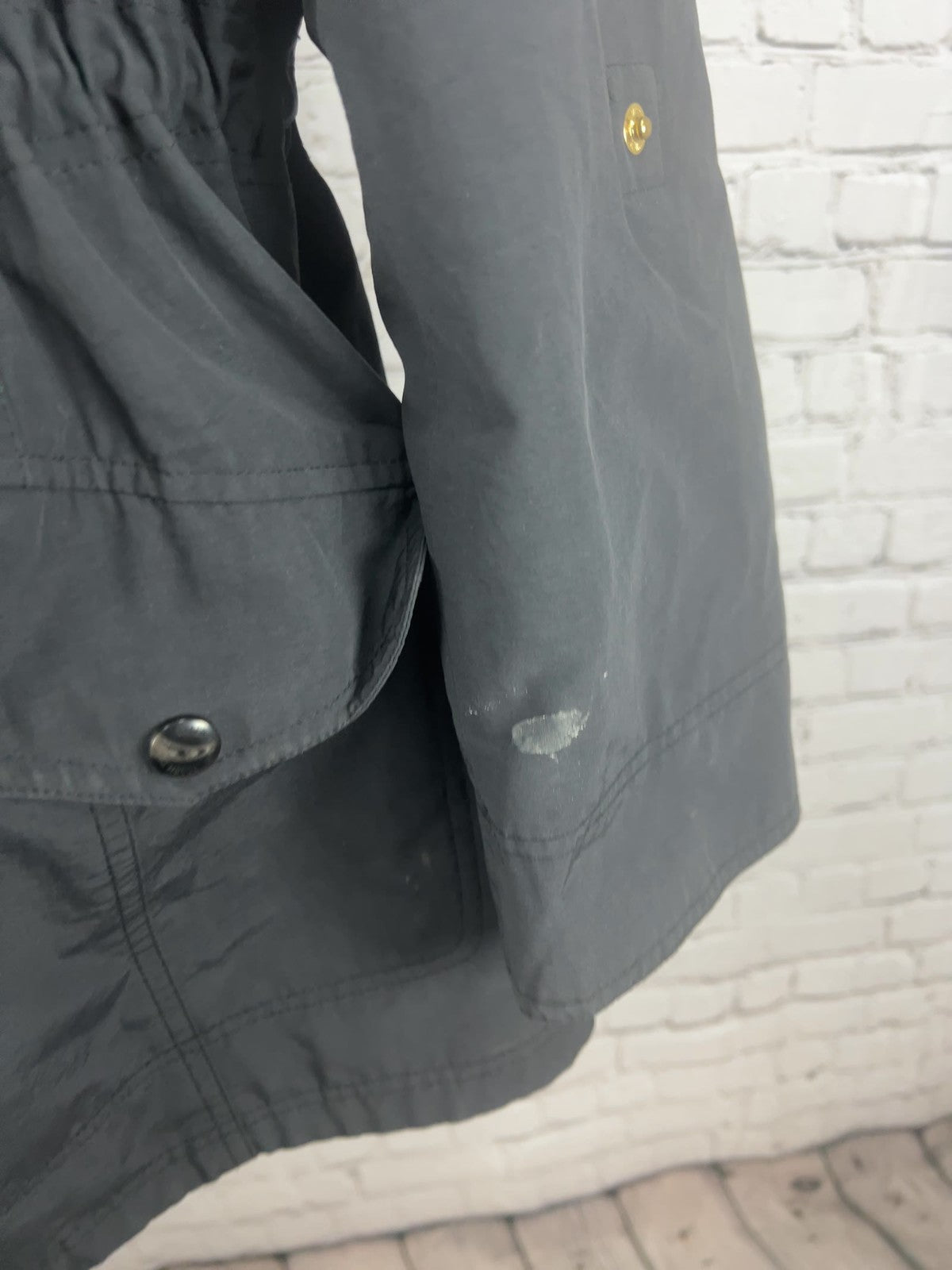 Ellen Tracy Black Hooded Drawstring Waist Utility Anorak Jacket Women's 2X