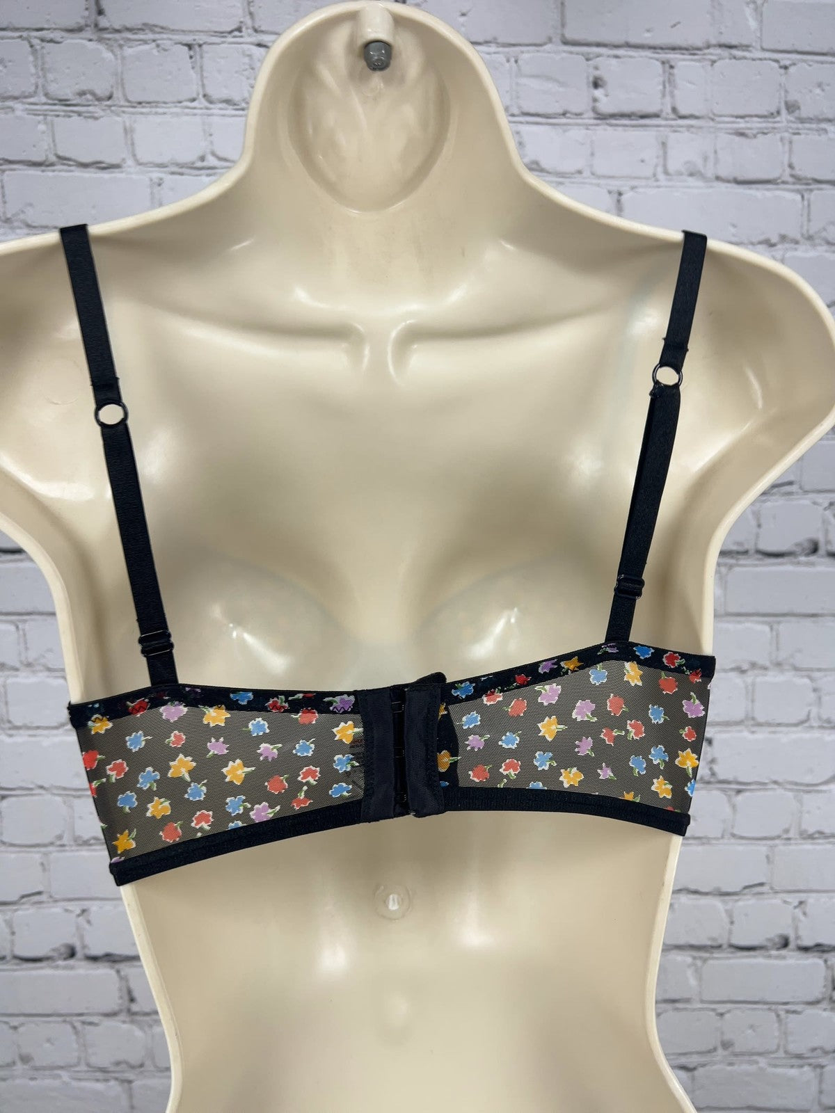 Free People Intimately Black Floral Sheer Mesh Underwire Balconette Bra 32B