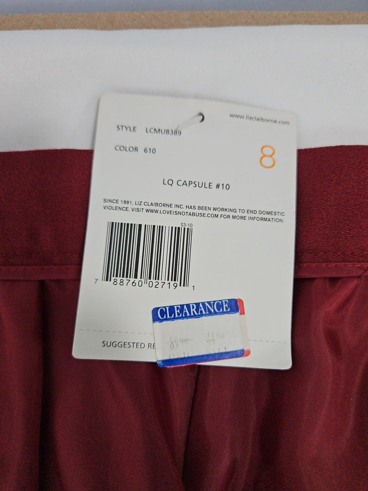 NWD VTG Liz Claiborne Collection Red 100% Merino Wool Lined Pencil Skirt 8