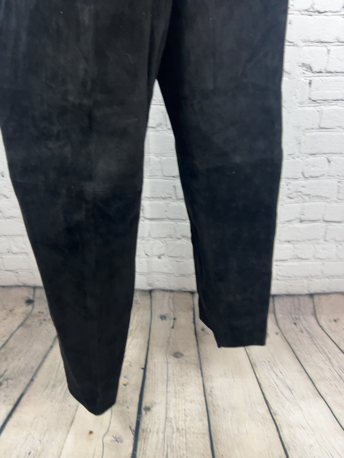 VTG Cedars Black Suede Leather Paperbag Waist Pleated Tapered Pants 6