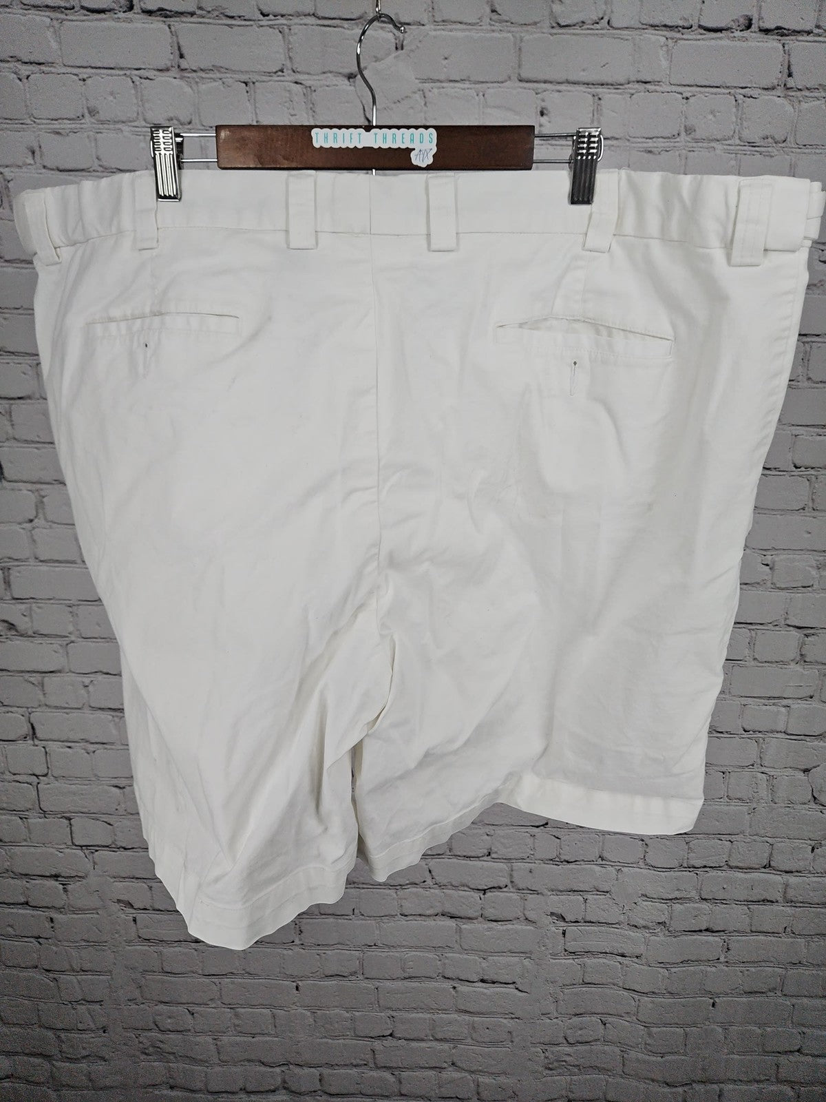 Oak Hill White Cotton Stretch Flat Front Chino Shorts Men's 50 (48X9.5)