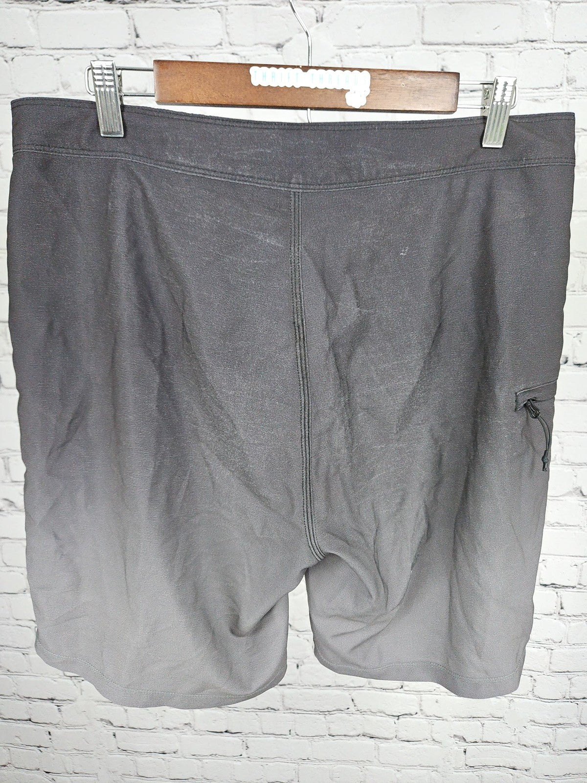 Hurley Black Gray Ombre Lace Up Board Shorts Swim Trunks 32